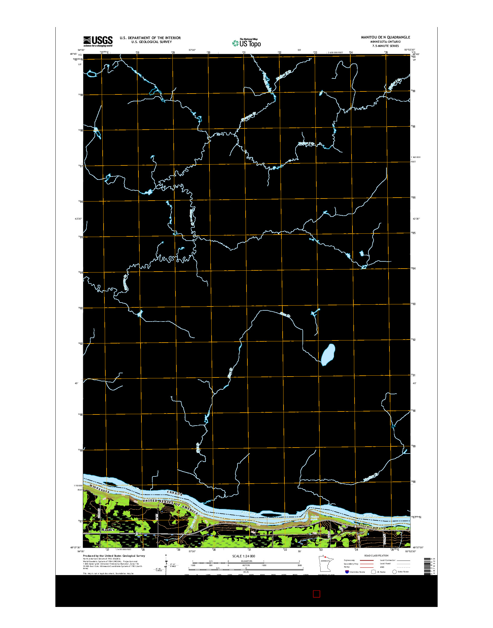 USGS US TOPO 7.5-MINUTE MAP FOR MANITOU OE N, MN-ON 2016