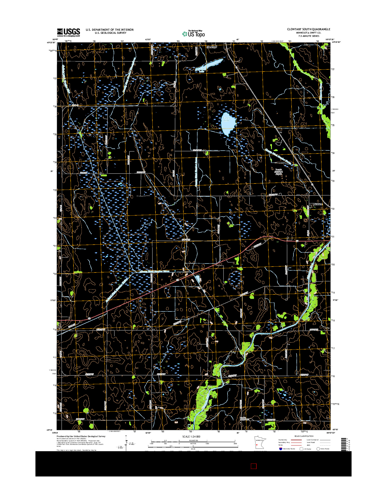 USGS US TOPO 7.5-MINUTE MAP FOR CLONTARF SOUTH, MN 2016