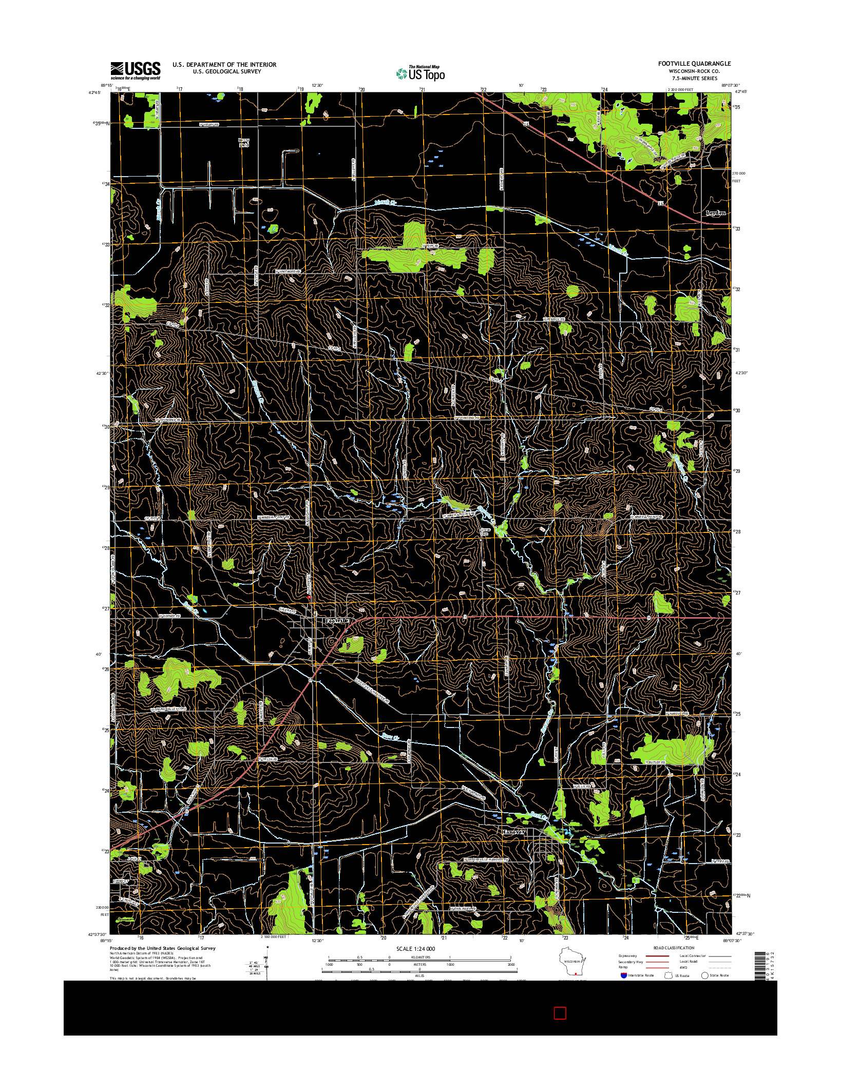 USGS US TOPO 7.5-MINUTE MAP FOR FOOTVILLE, WI 2016