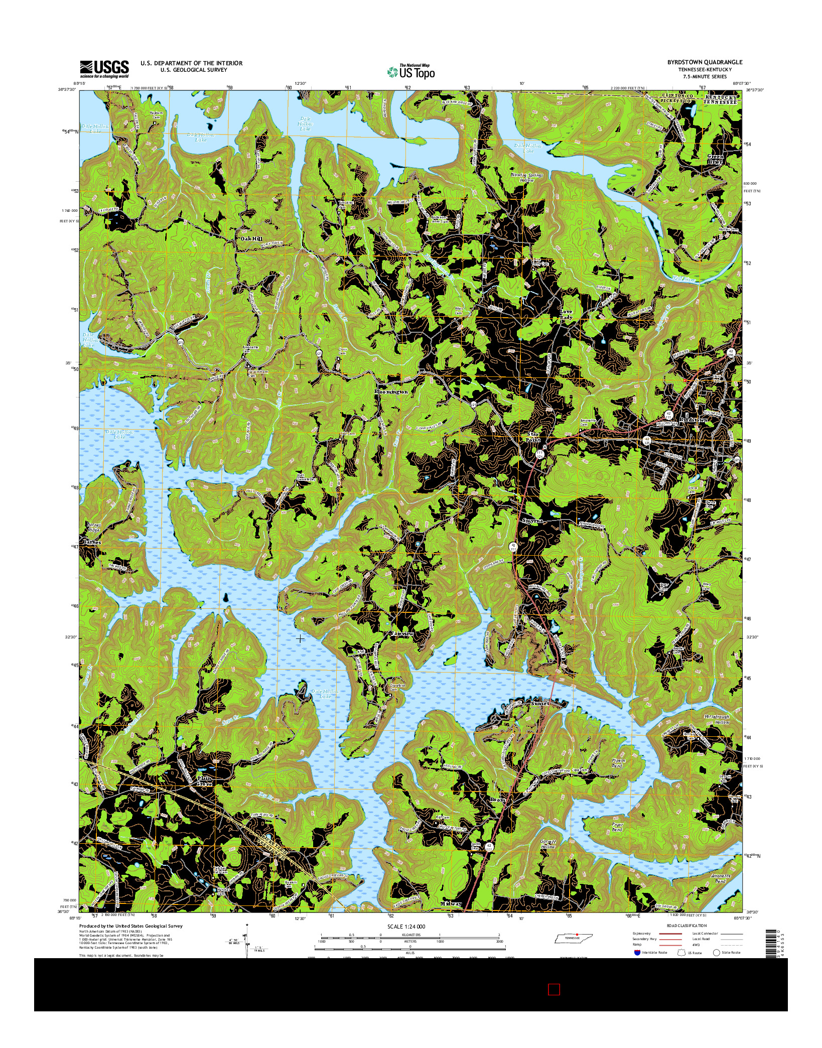 USGS US TOPO 7.5-MINUTE MAP FOR BYRDSTOWN, TN-KY 2016