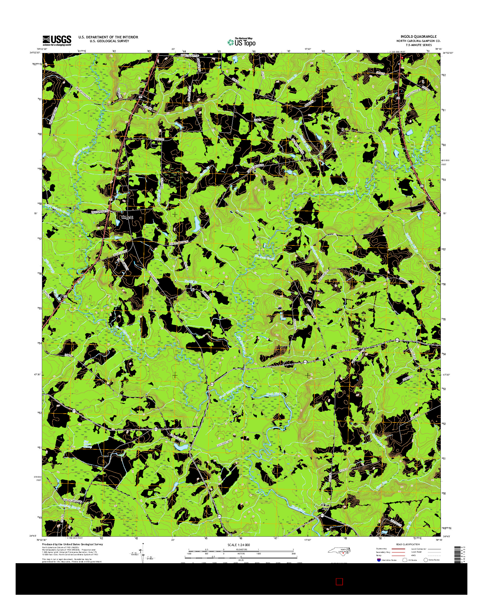 USGS US TOPO 7.5-MINUTE MAP FOR INGOLD, NC 2016