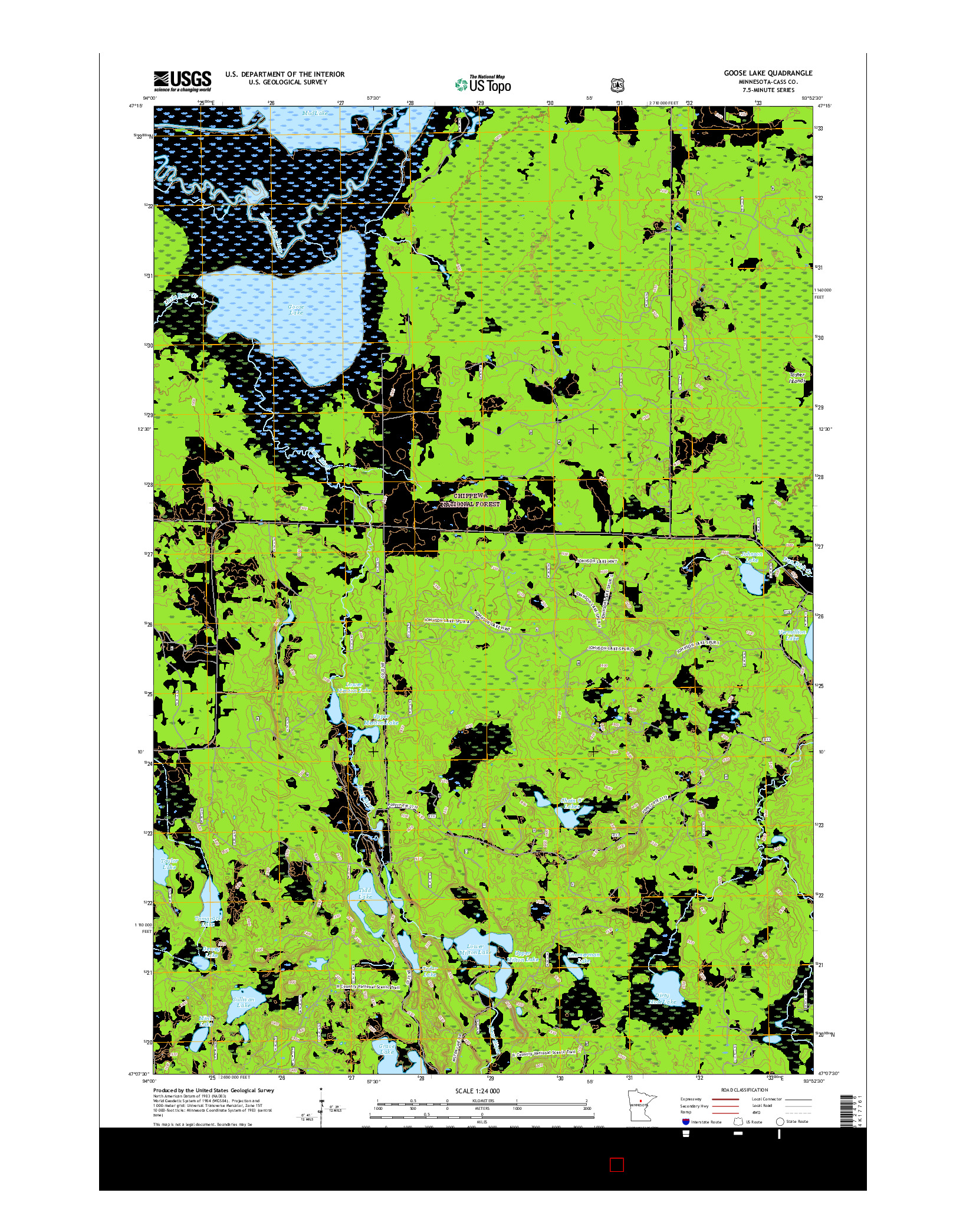 USGS US TOPO 7.5-MINUTE MAP FOR GOOSE LAKE, MN 2016