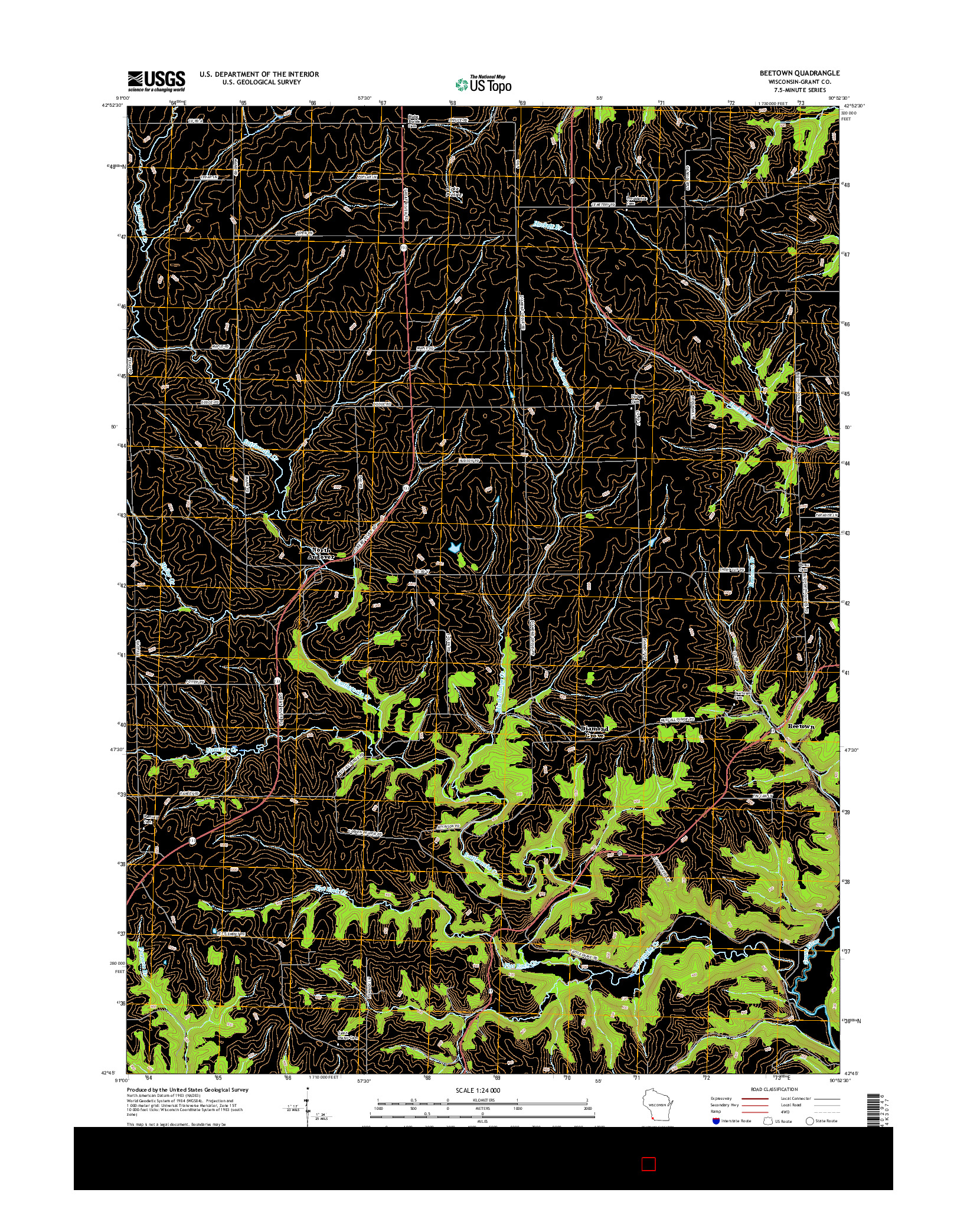 USGS US TOPO 7.5-MINUTE MAP FOR BEETOWN, WI 2016