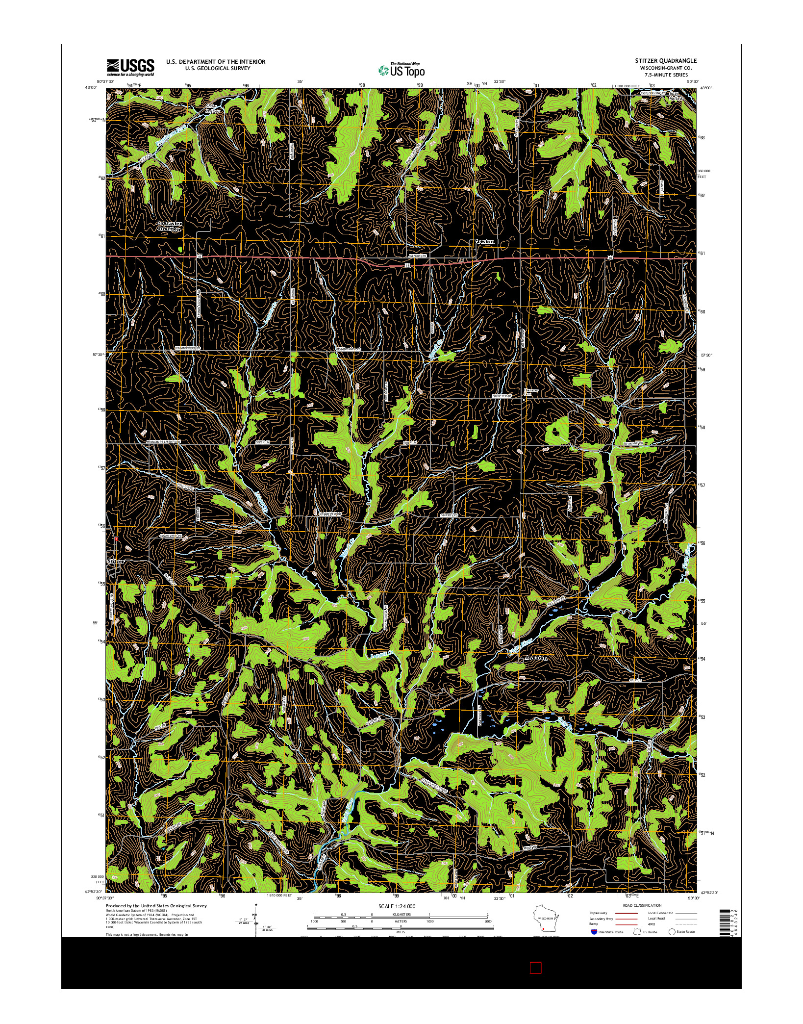 USGS US TOPO 7.5-MINUTE MAP FOR STITZER, WI 2016