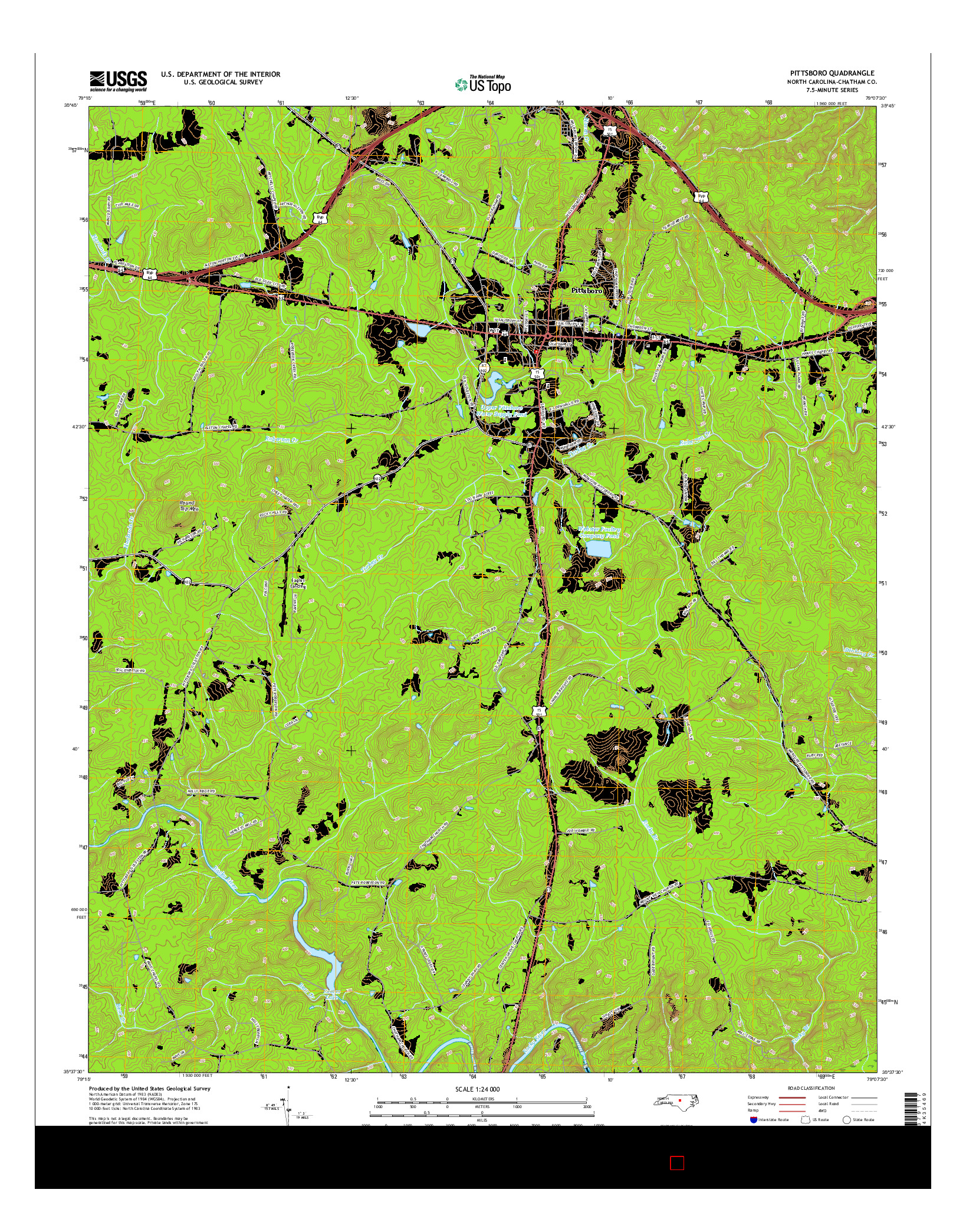 USGS US TOPO 7.5-MINUTE MAP FOR PITTSBORO, NC 2016