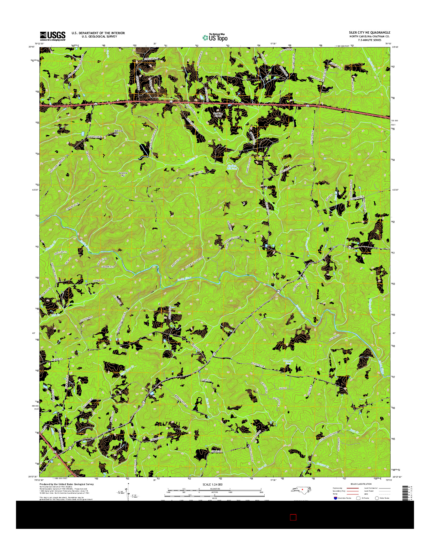 USGS US TOPO 7.5-MINUTE MAP FOR SILER CITY NE, NC 2016