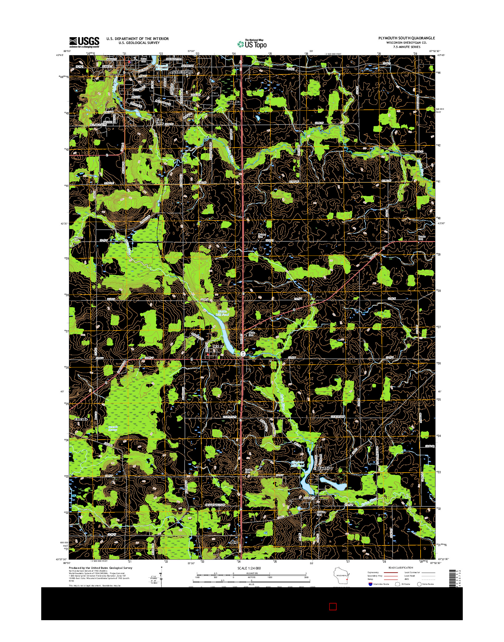 USGS US TOPO 7.5-MINUTE MAP FOR PLYMOUTH SOUTH, WI 2016