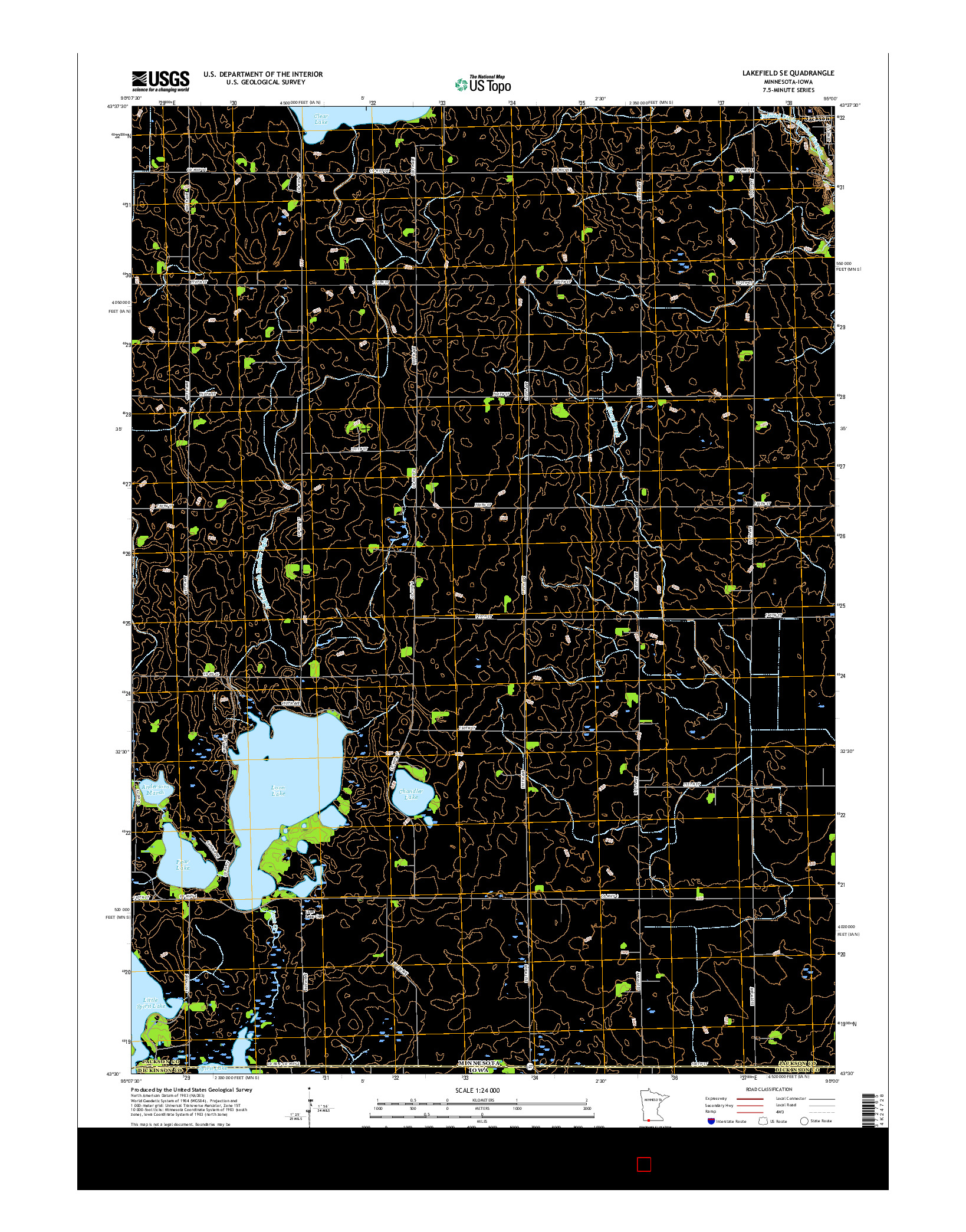 USGS US TOPO 7.5-MINUTE MAP FOR LAKEFIELD SE, MN-IA 2016
