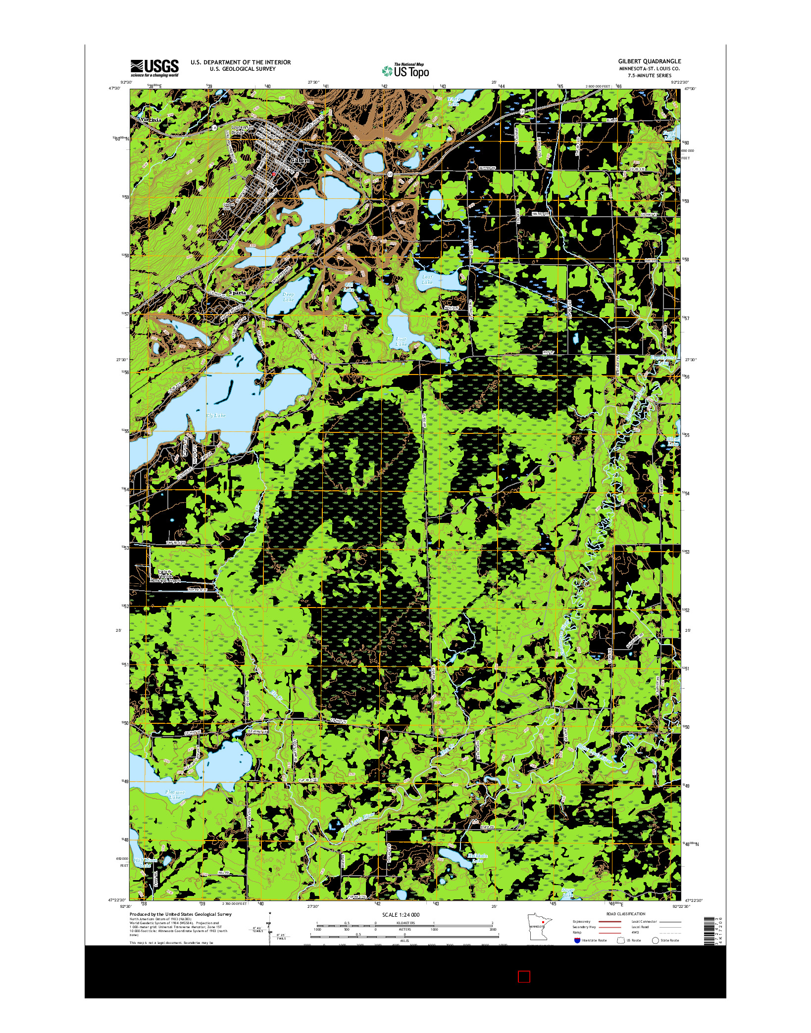 USGS US TOPO 7.5-MINUTE MAP FOR GILBERT, MN 2016