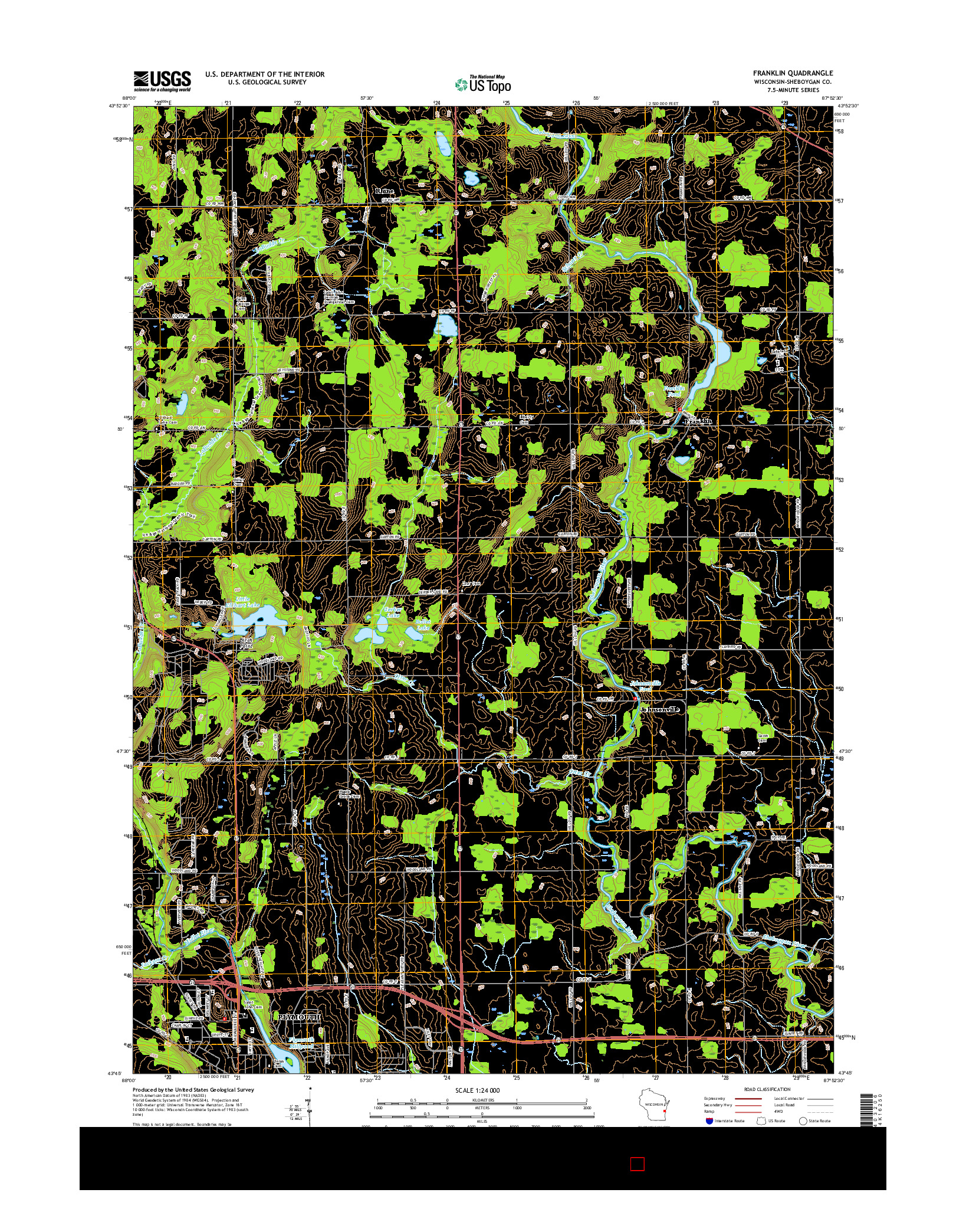 USGS US TOPO 7.5-MINUTE MAP FOR FRANKLIN, WI 2016