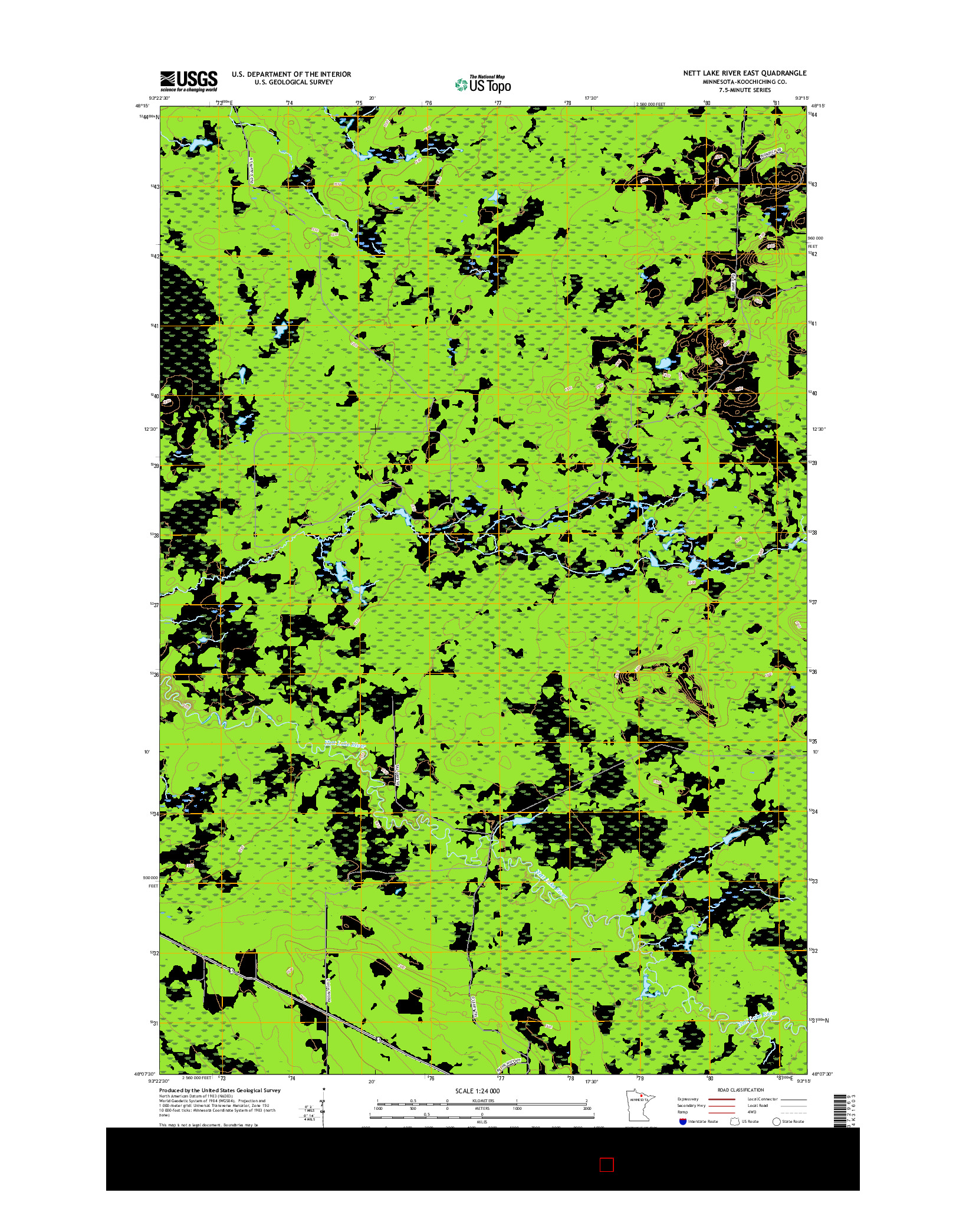 USGS US TOPO 7.5-MINUTE MAP FOR NETT LAKE RIVER EAST, MN 2016