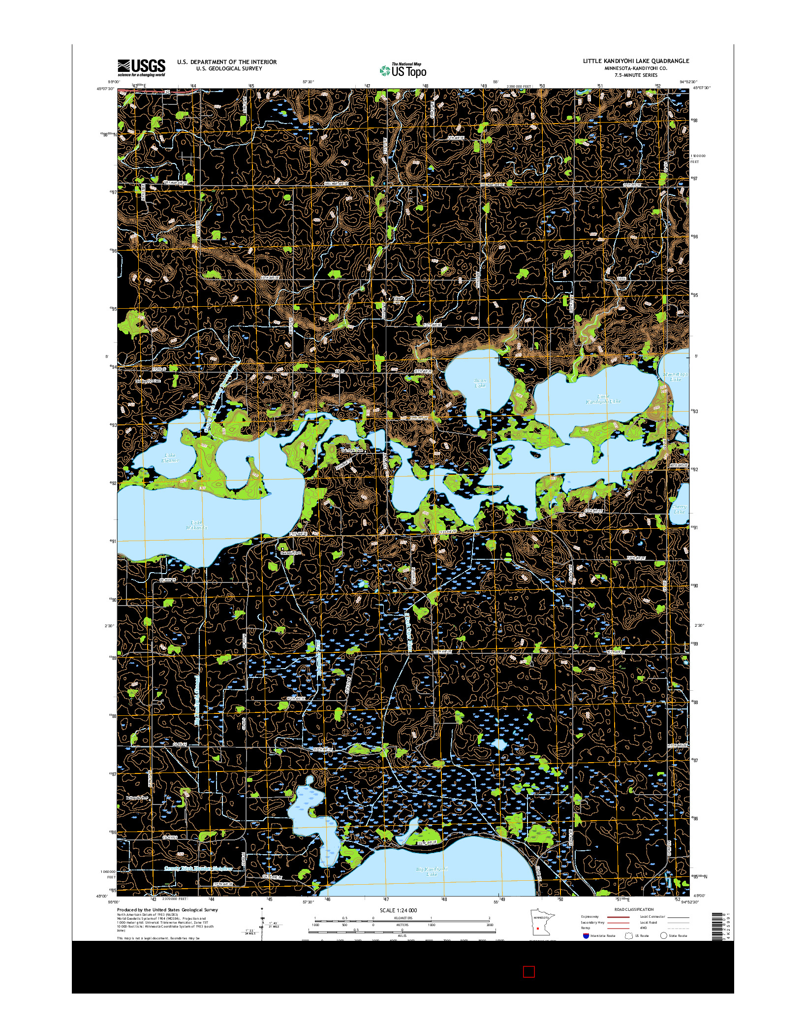 USGS US TOPO 7.5-MINUTE MAP FOR LITTLE KANDIYOHI LAKE, MN 2016