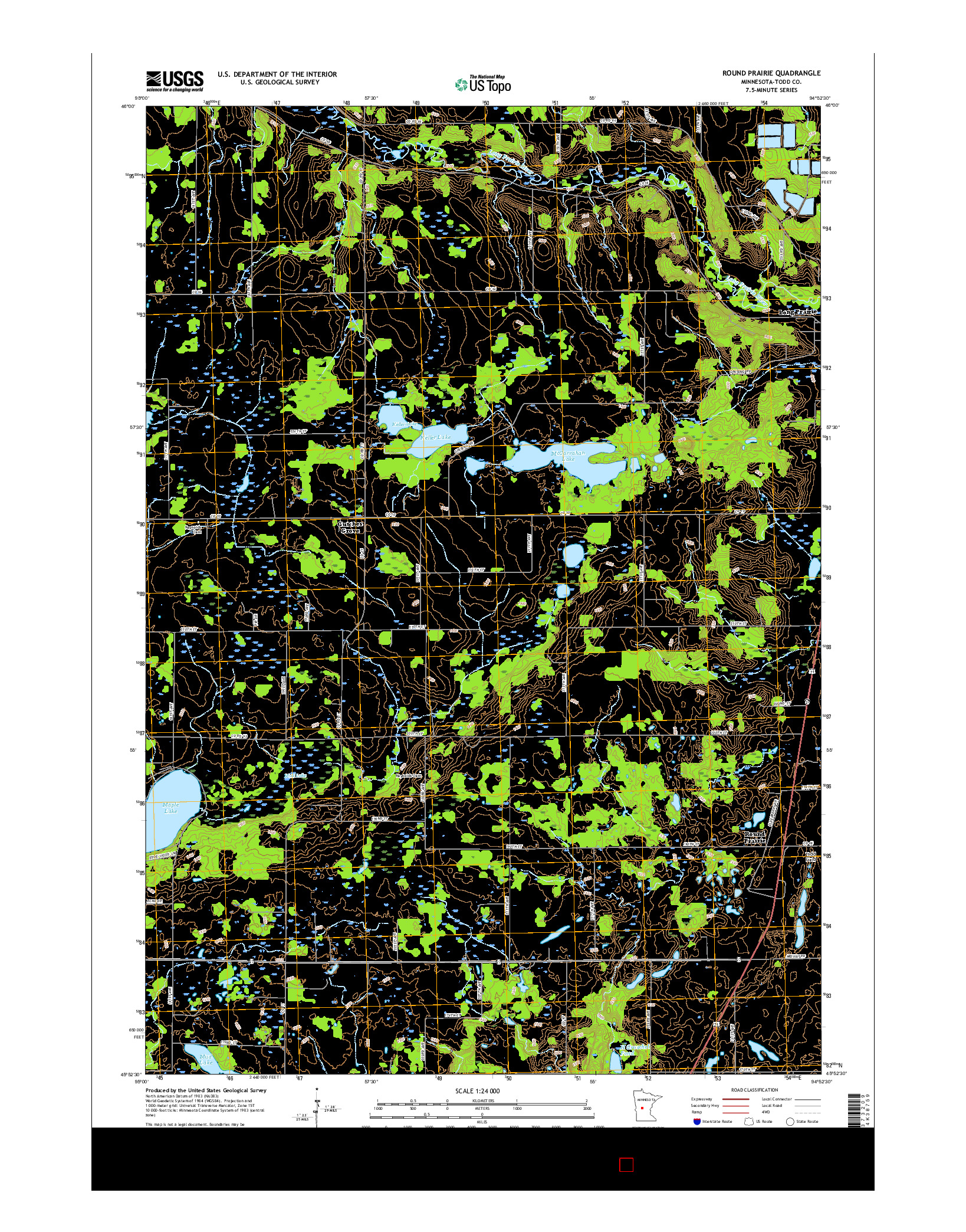 USGS US TOPO 7.5-MINUTE MAP FOR ROUND PRAIRIE, MN 2016