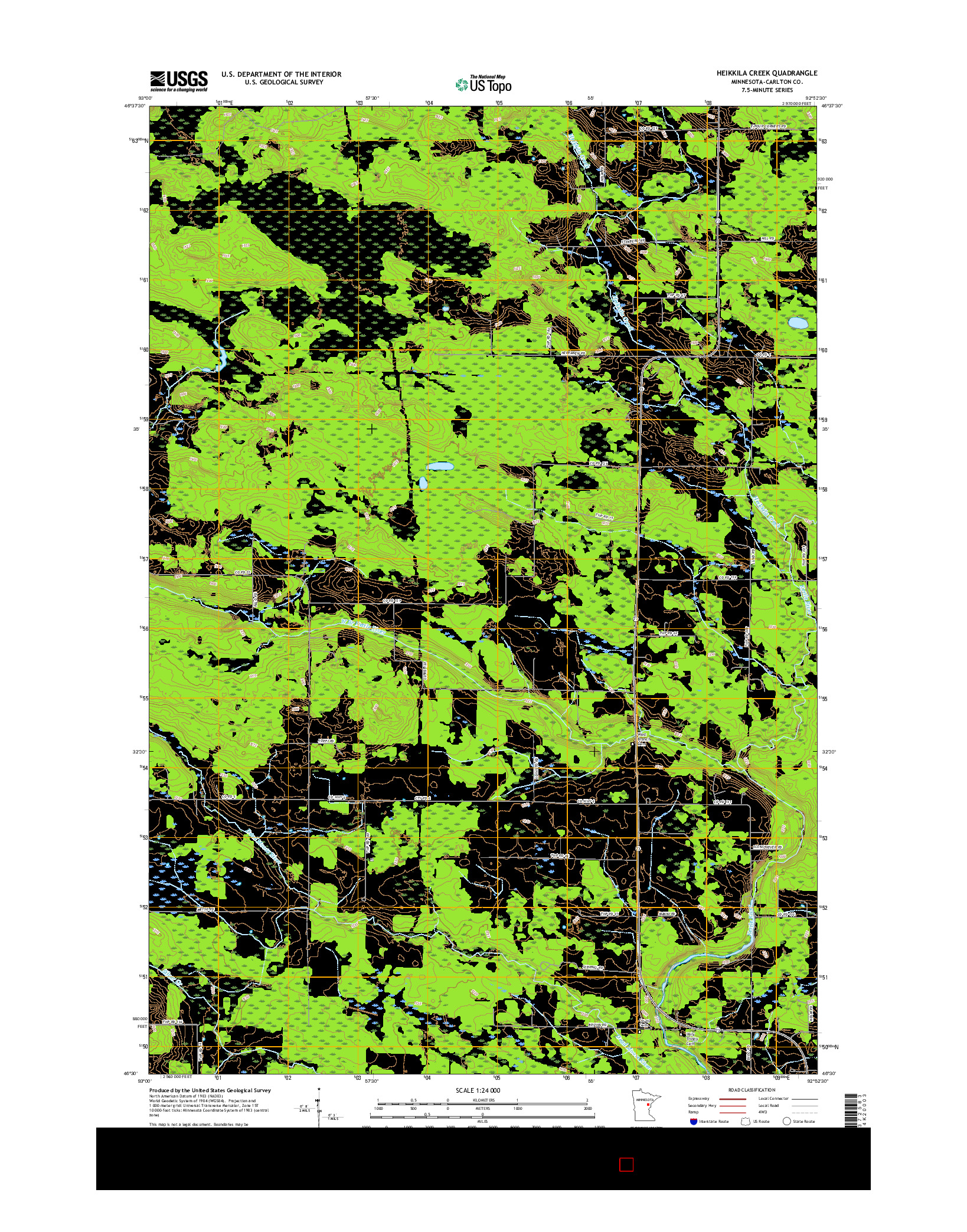 USGS US TOPO 7.5-MINUTE MAP FOR HEIKKILA CREEK, MN 2016