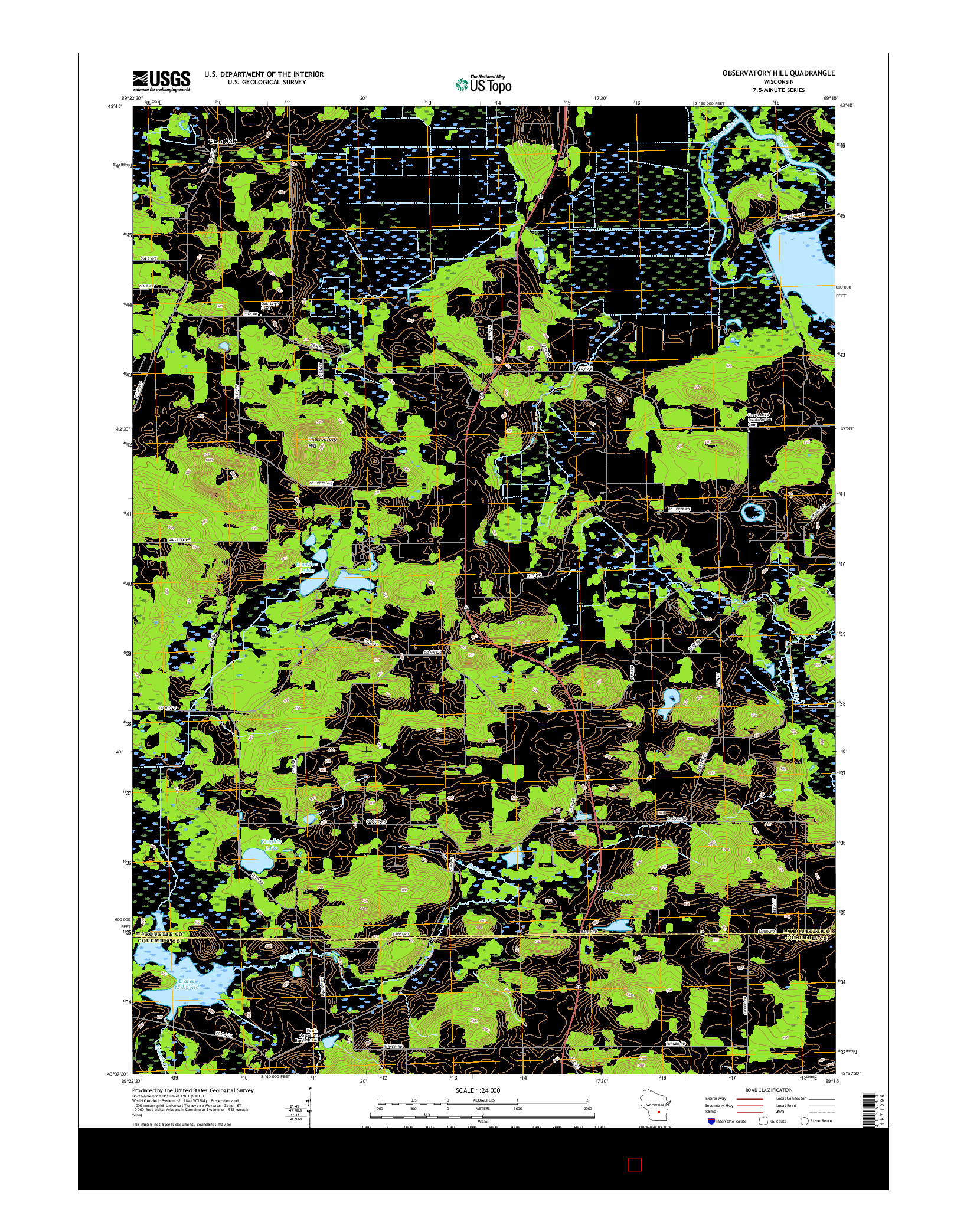 USGS US TOPO 7.5-MINUTE MAP FOR OBSERVATORY HILL, WI 2016