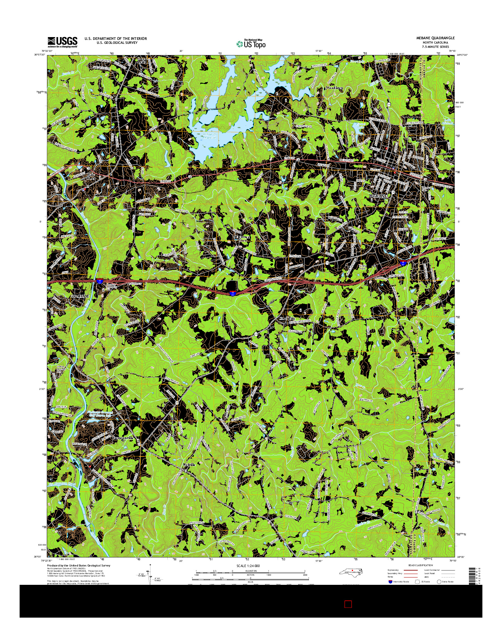 USGS US TOPO 7.5-MINUTE MAP FOR MEBANE, NC 2016