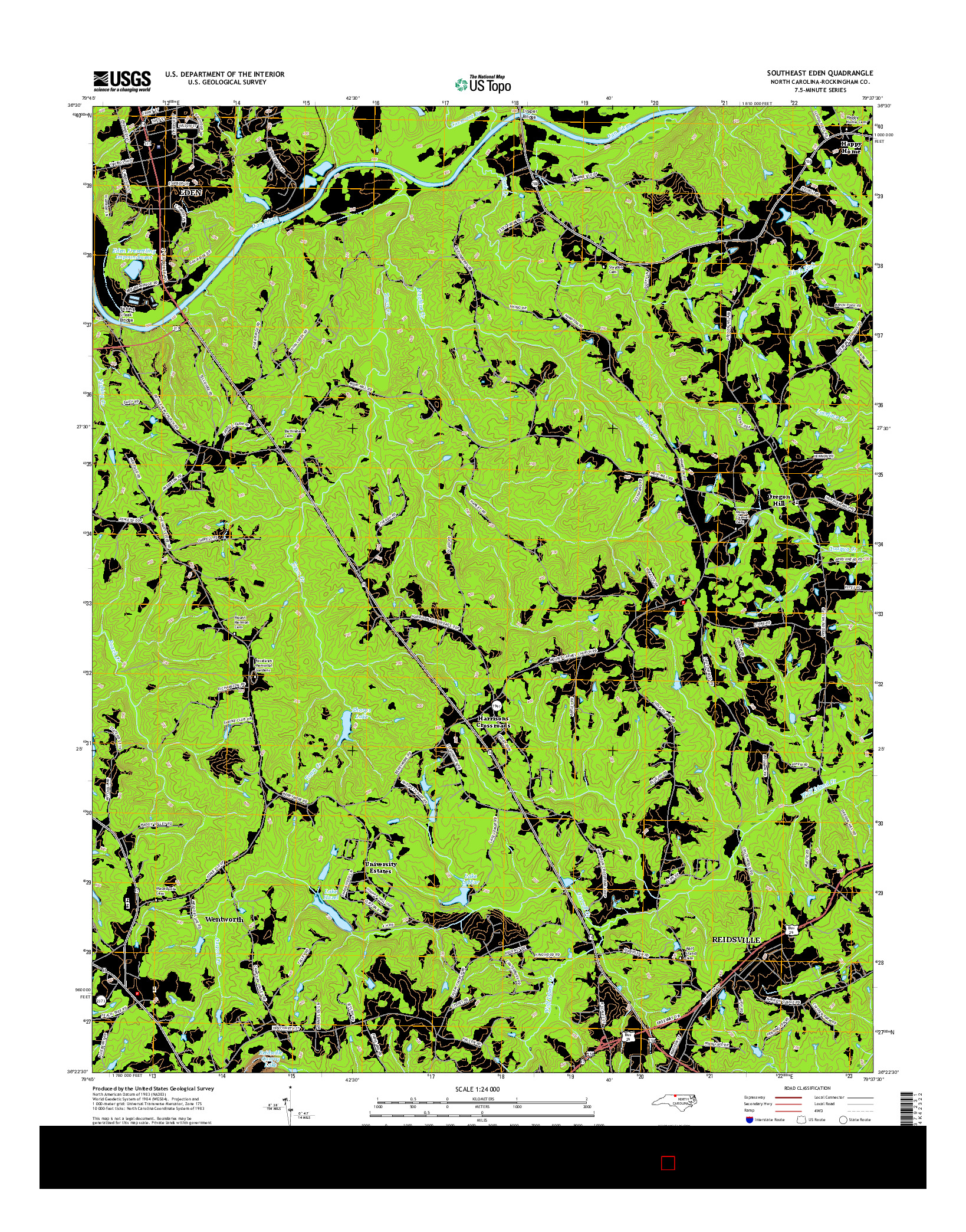 USGS US TOPO 7.5-MINUTE MAP FOR SOUTHEAST EDEN, NC 2016