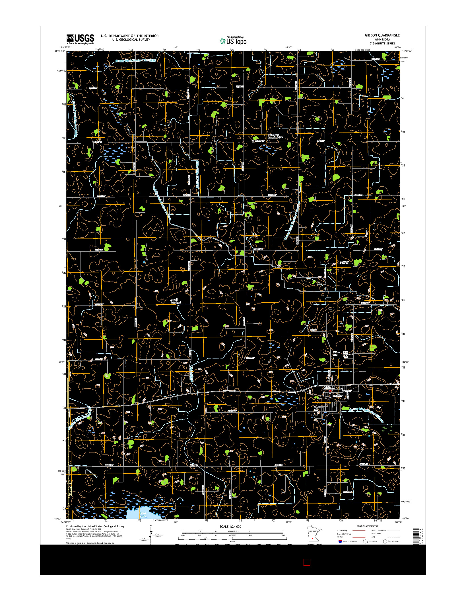 USGS US TOPO 7.5-MINUTE MAP FOR GIBBON, MN 2016