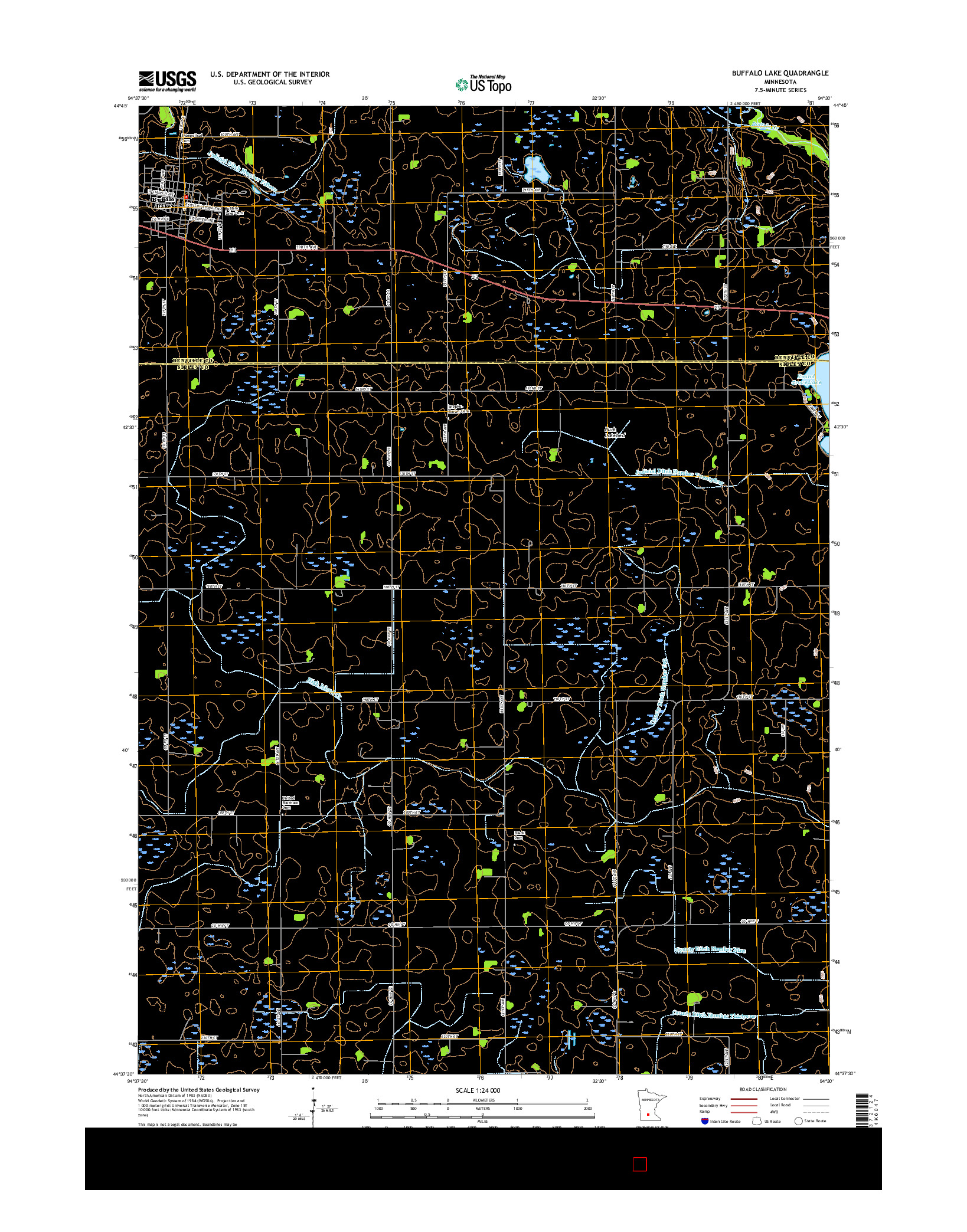 USGS US TOPO 7.5-MINUTE MAP FOR BUFFALO LAKE, MN 2016