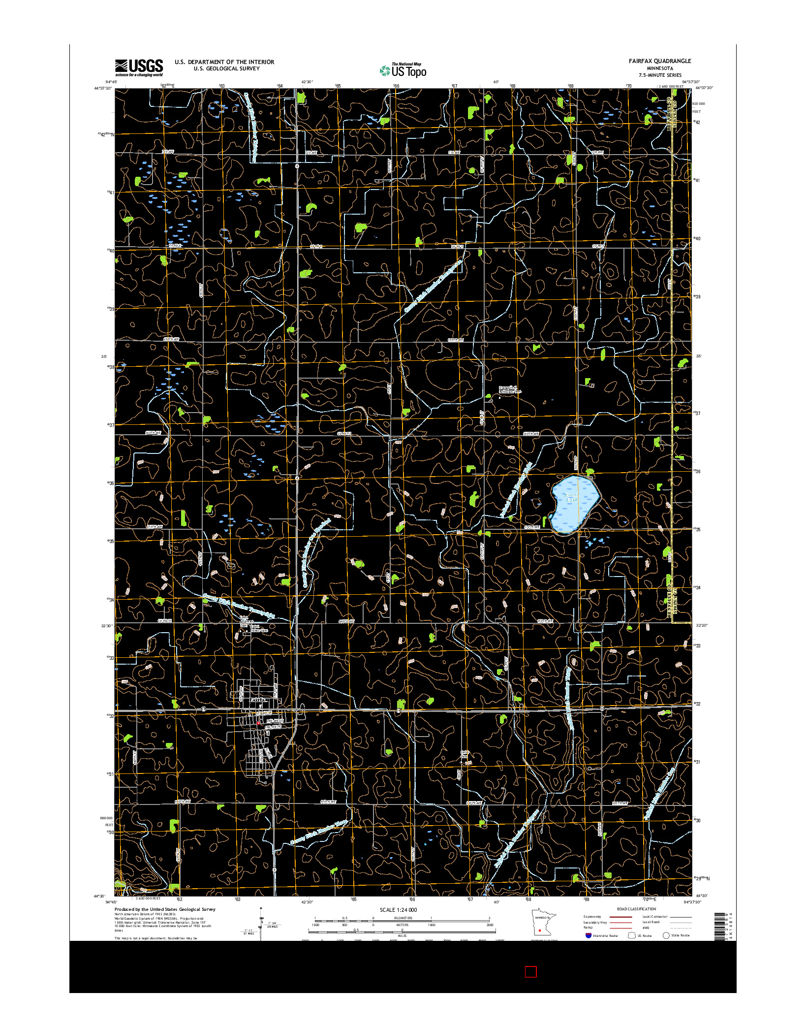 USGS US TOPO 7.5-MINUTE MAP FOR FAIRFAX, MN 2016