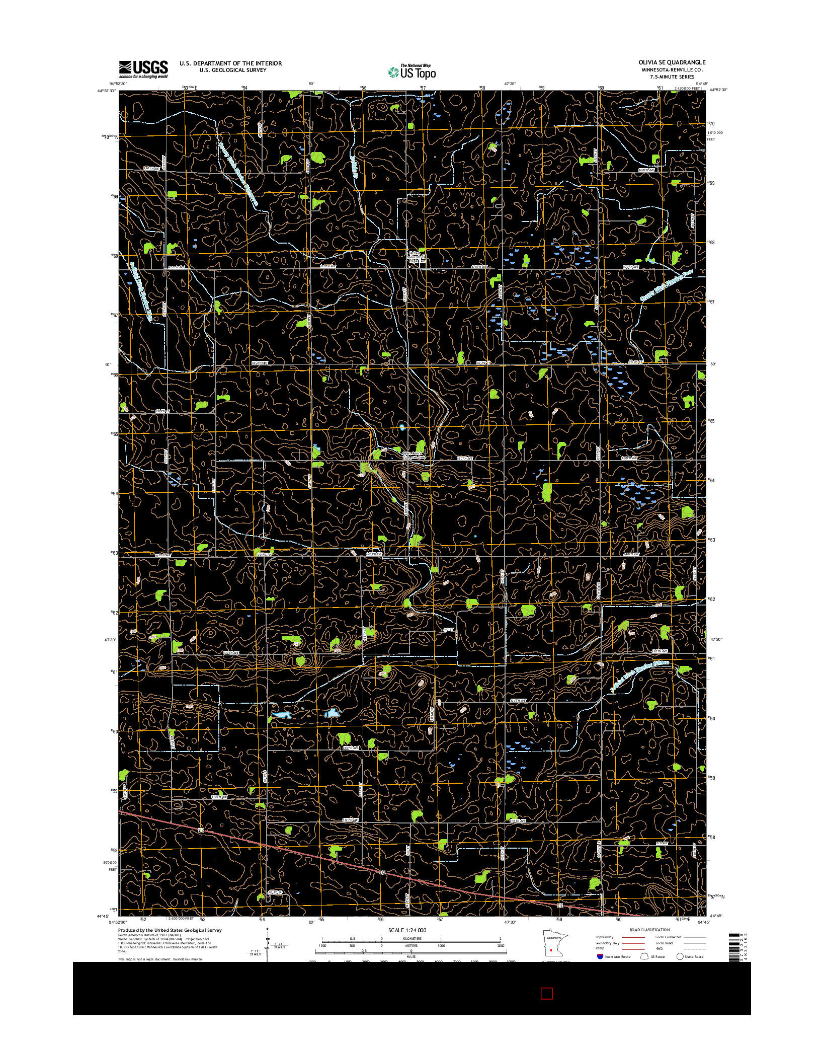 USGS US TOPO 7.5-MINUTE MAP FOR OLIVIA SE, MN 2016