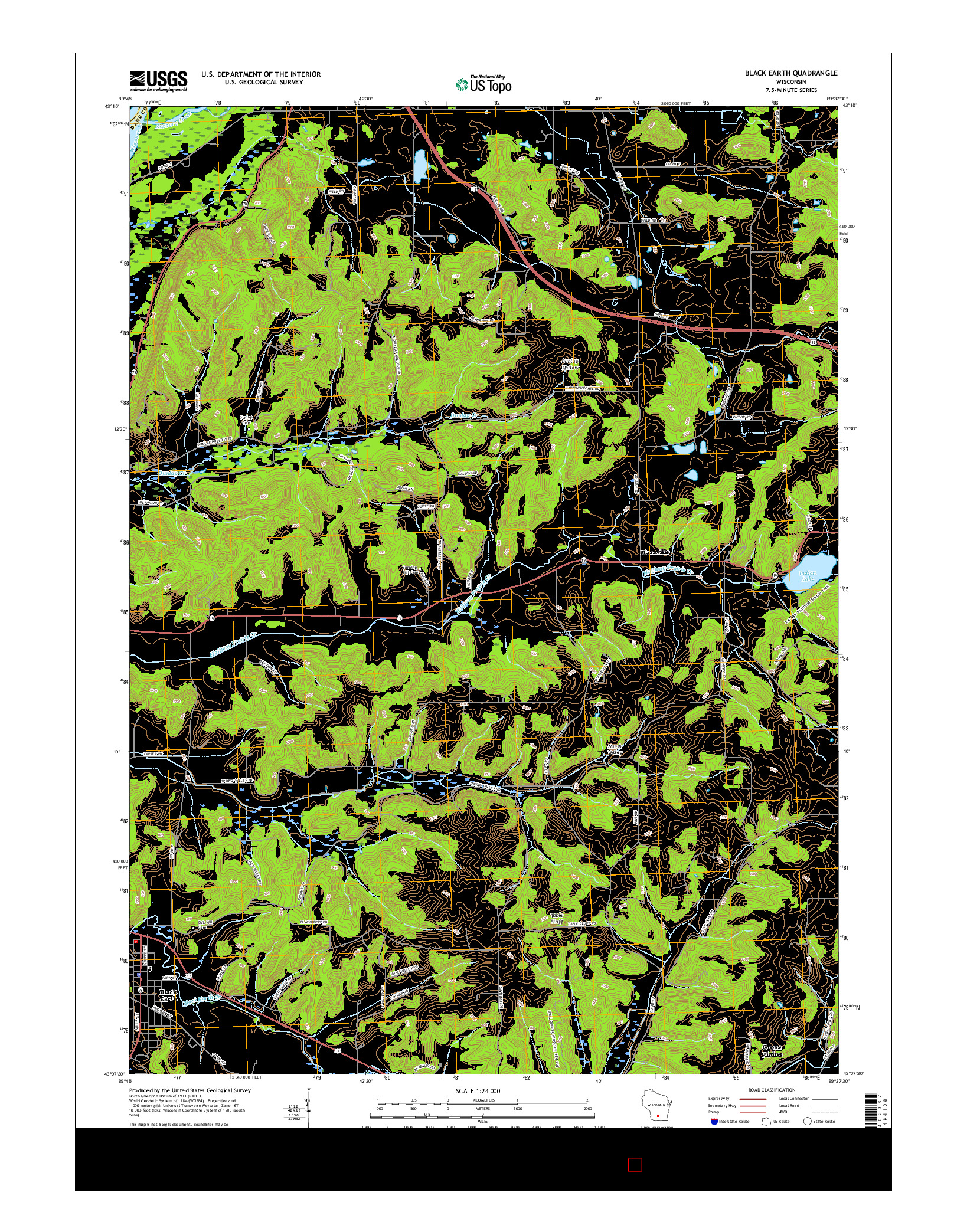 USGS US TOPO 7.5-MINUTE MAP FOR BLACK EARTH, WI 2016
