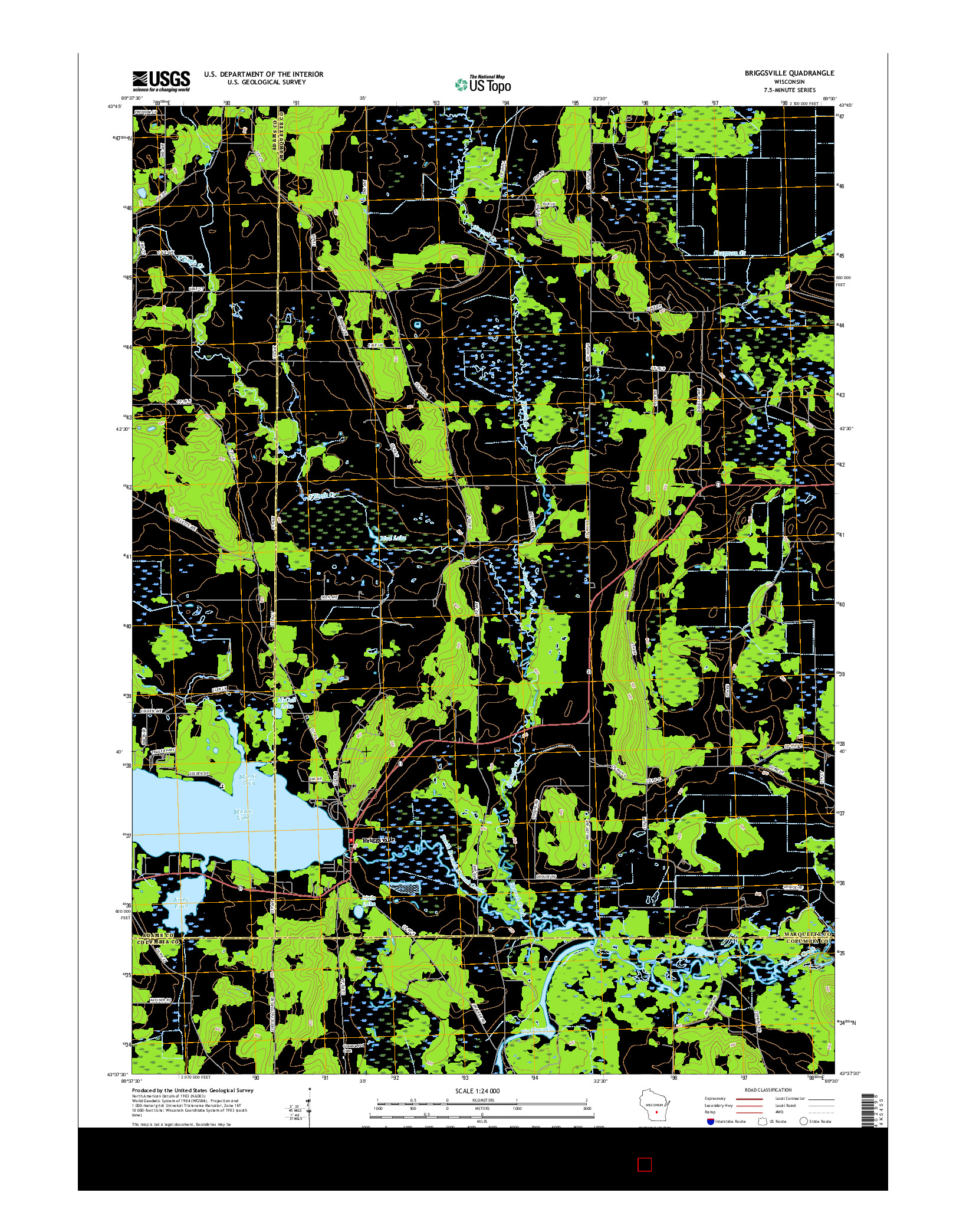 USGS US TOPO 7.5-MINUTE MAP FOR BRIGGSVILLE, WI 2016