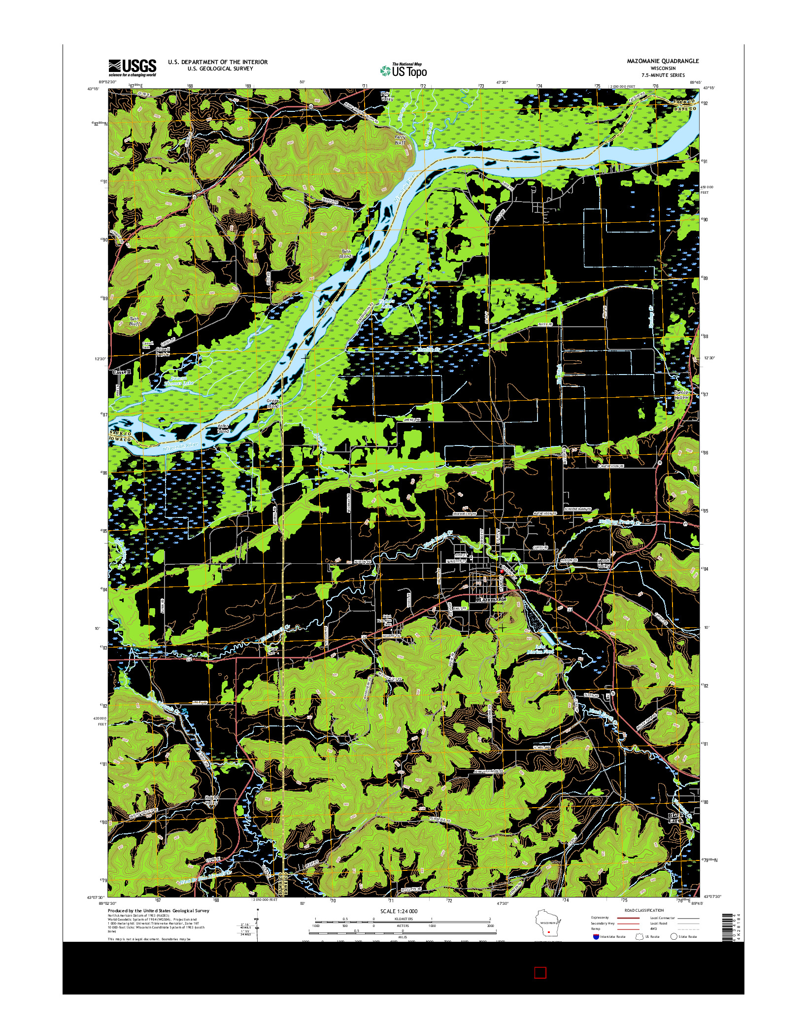 USGS US TOPO 7.5-MINUTE MAP FOR MAZOMANIE, WI 2016