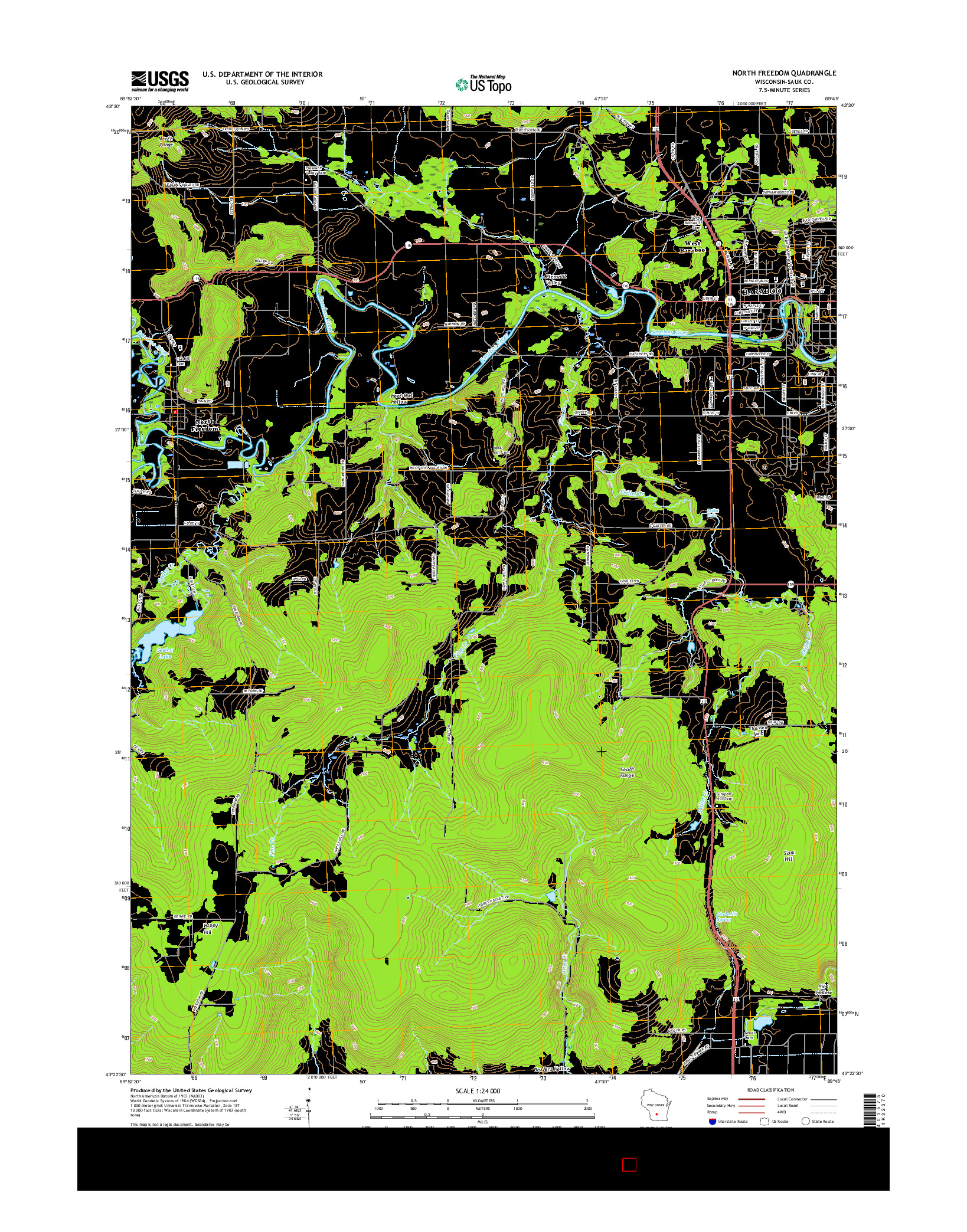 USGS US TOPO 7.5-MINUTE MAP FOR NORTH FREEDOM, WI 2016