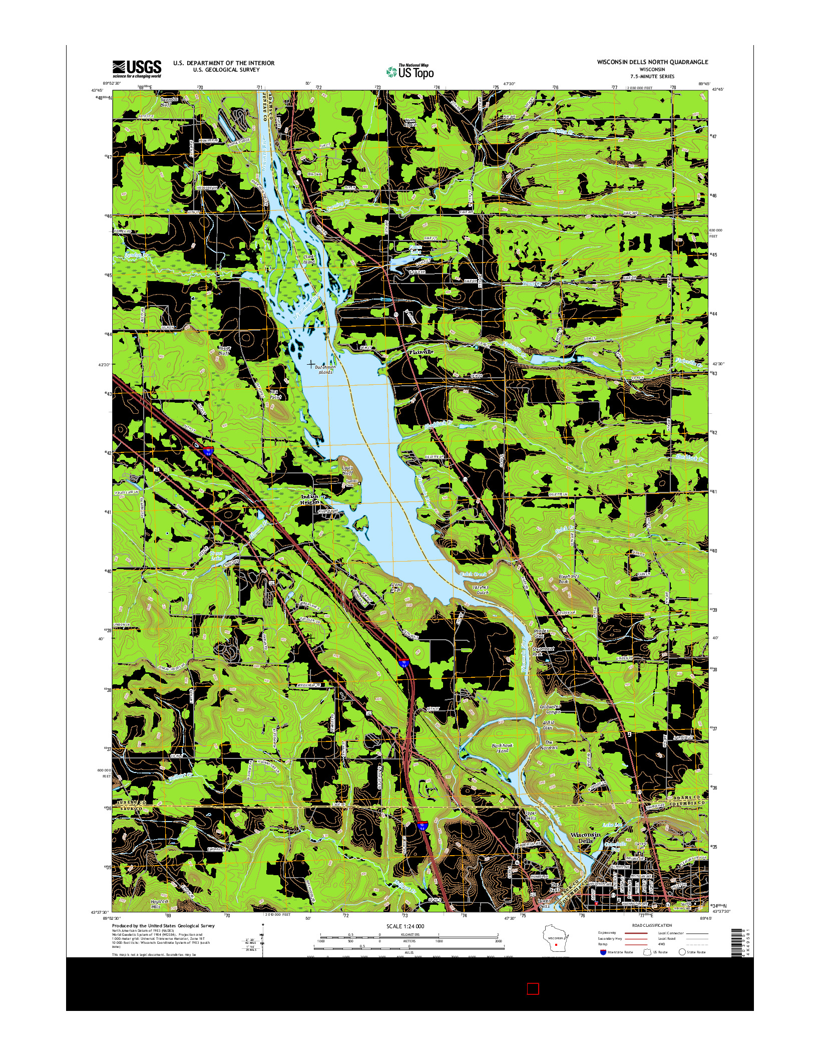 USGS US TOPO 7.5-MINUTE MAP FOR WISCONSIN DELLS NORTH, WI 2016