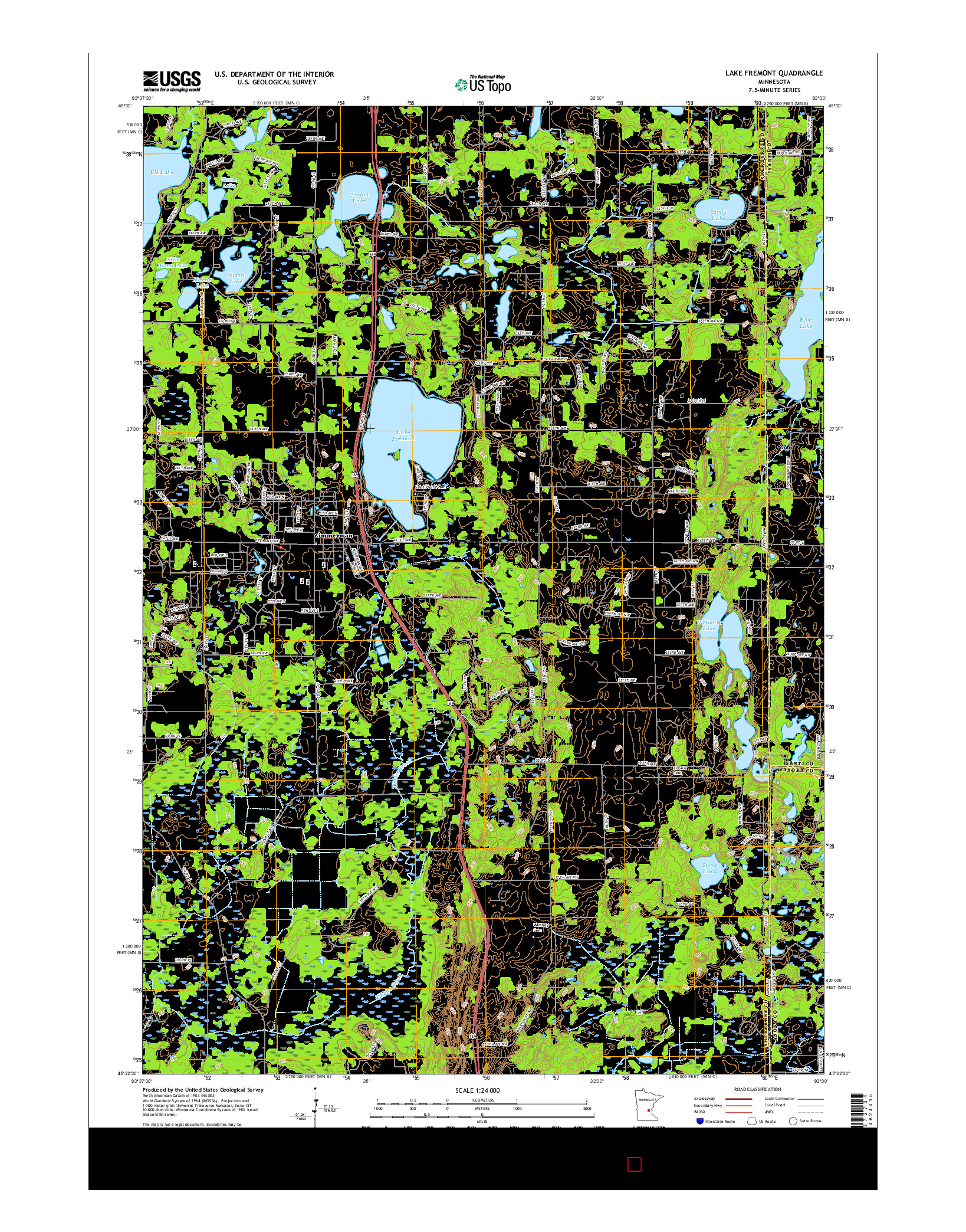 USGS US TOPO 7.5-MINUTE MAP FOR LAKE FREMONT, MN 2016