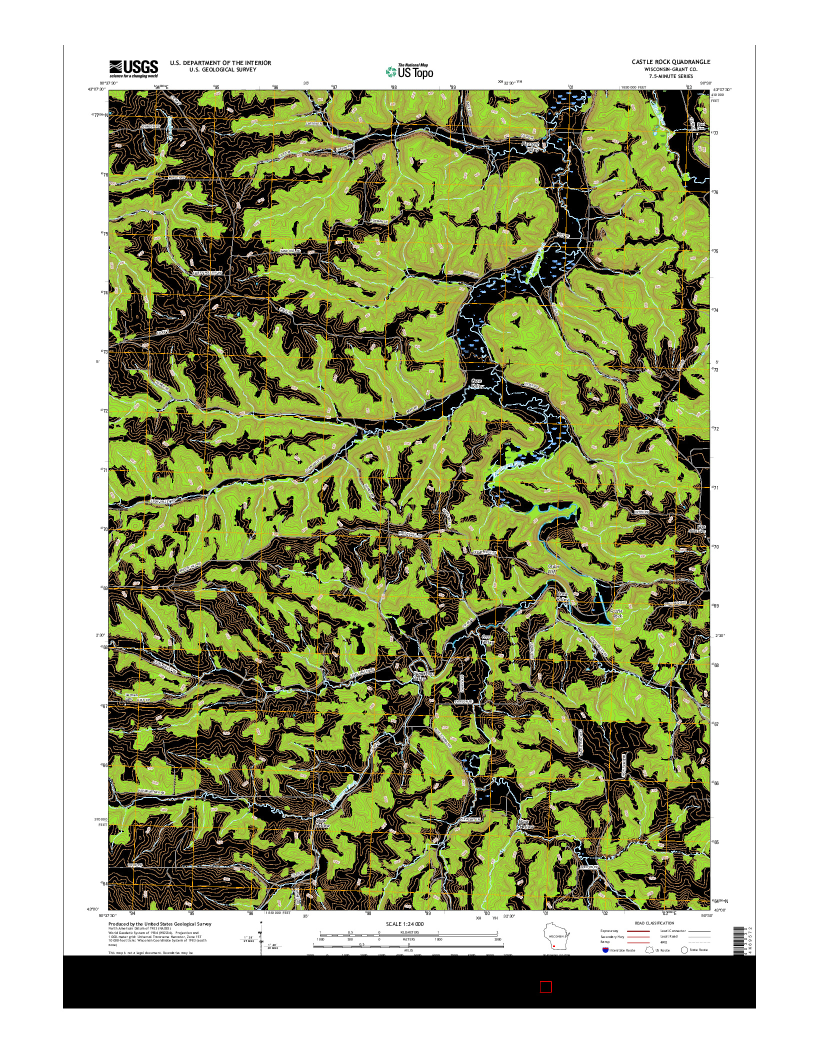 USGS US TOPO 7.5-MINUTE MAP FOR CASTLE ROCK, WI 2016