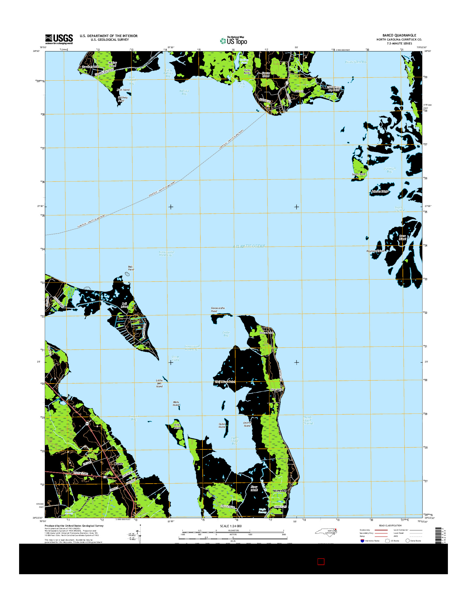 USGS US TOPO 7.5-MINUTE MAP FOR BARCO, NC 2016