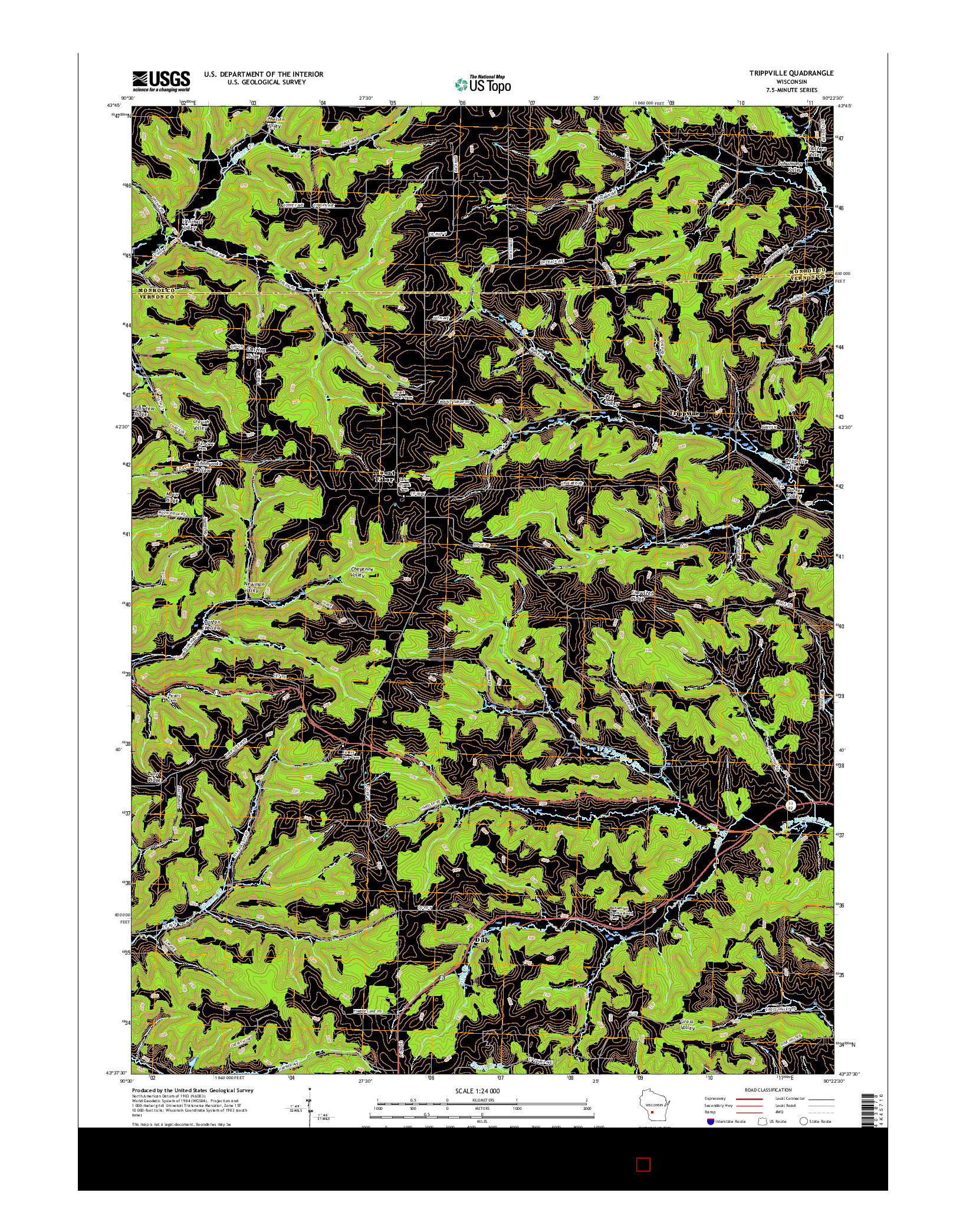 USGS US TOPO 7.5-MINUTE MAP FOR TRIPPVILLE, WI 2016