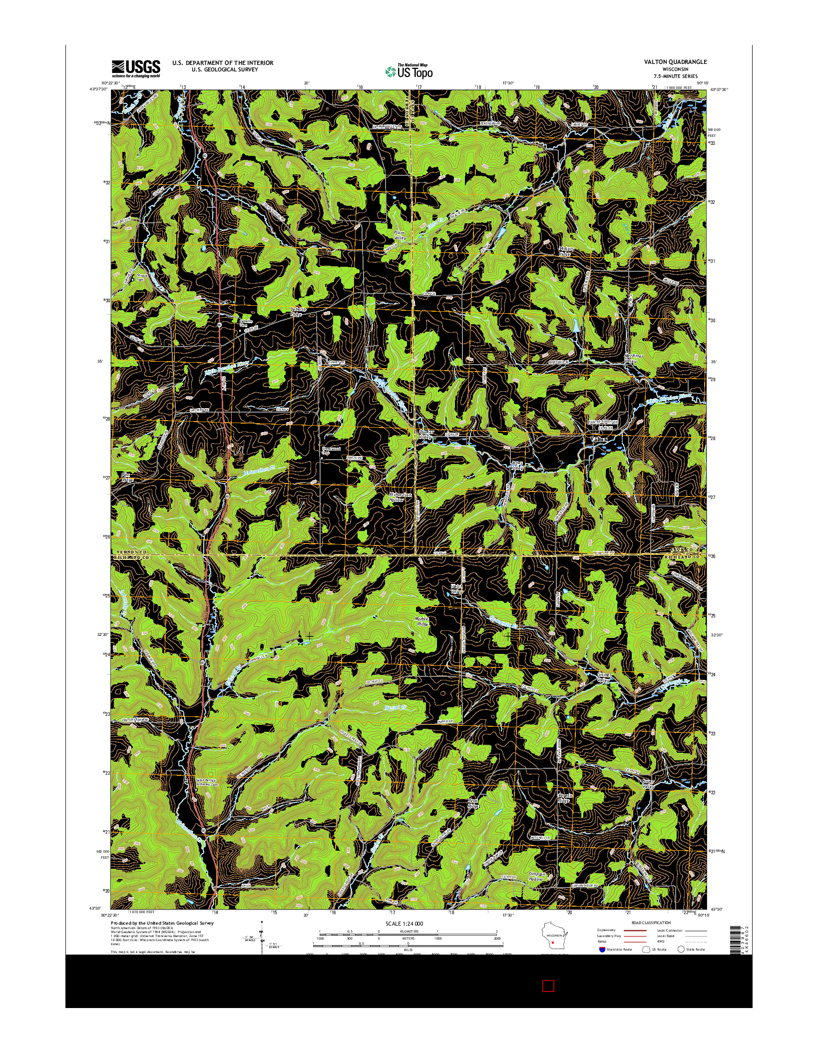 USGS US TOPO 7.5-MINUTE MAP FOR VALTON, WI 2016