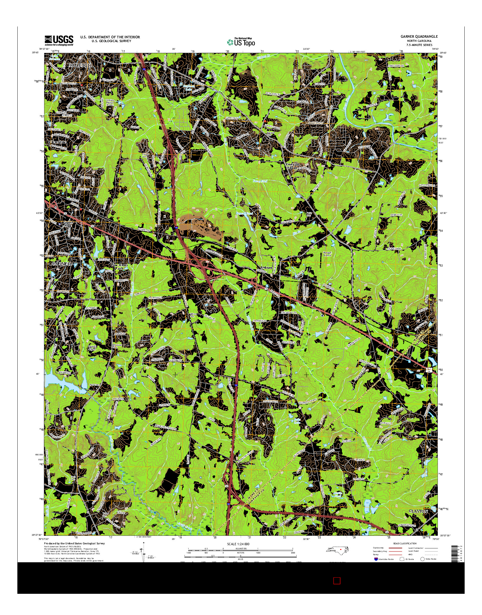 USGS US TOPO 7.5-MINUTE MAP FOR GARNER, NC 2016