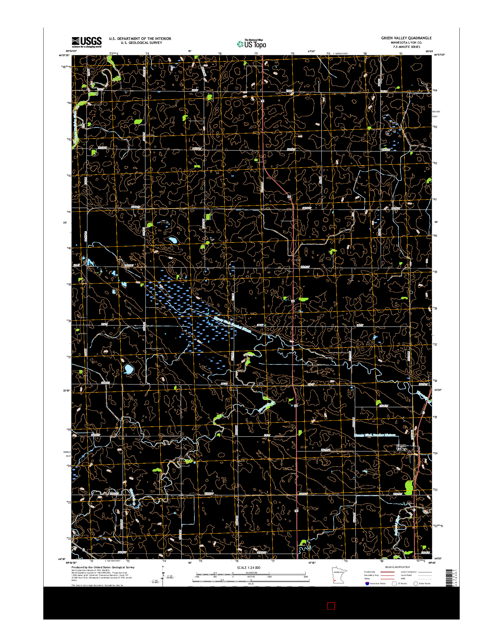 USGS US TOPO 7.5-MINUTE MAP FOR GREEN VALLEY, MN 2016