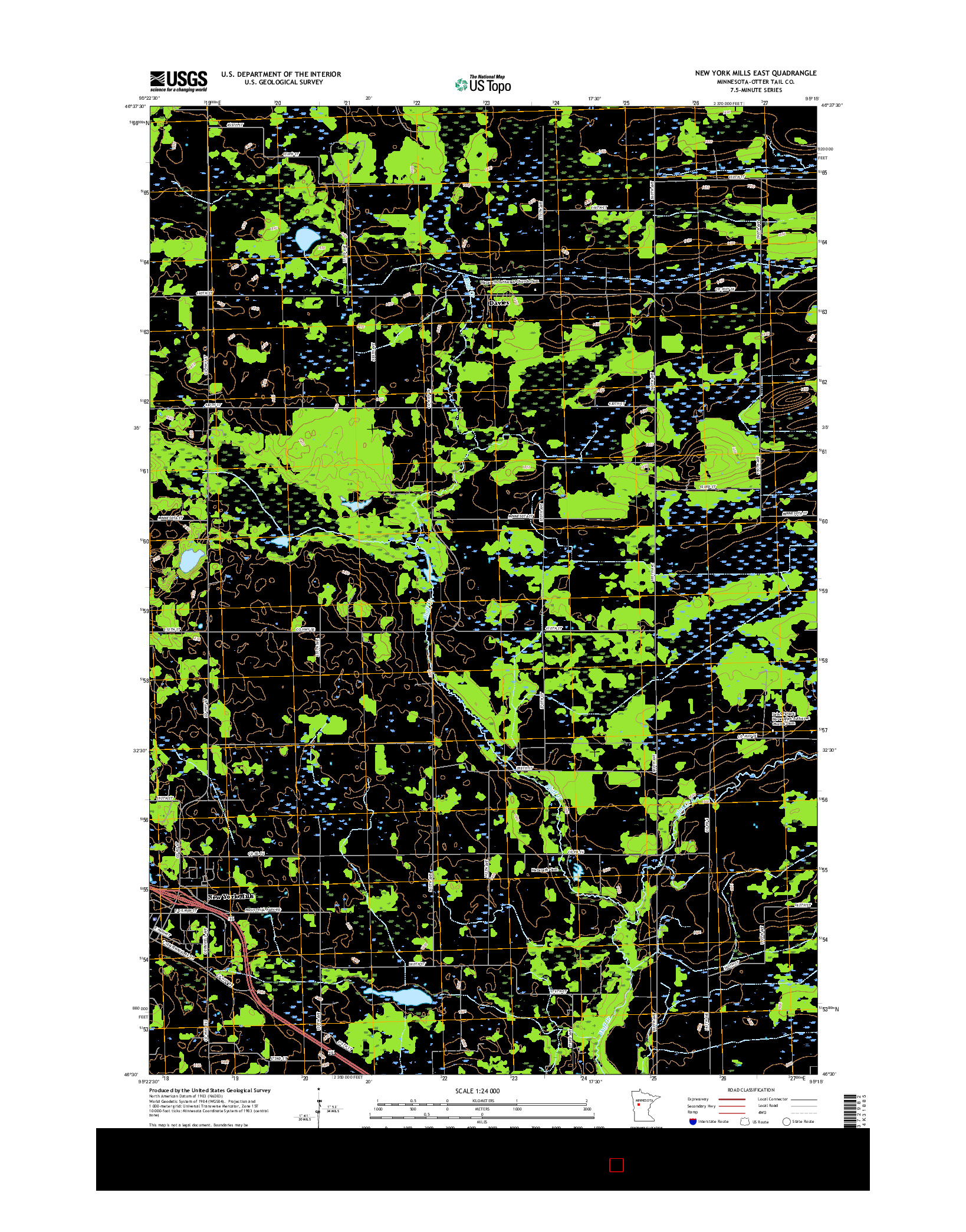 USGS US TOPO 7.5-MINUTE MAP FOR NEW YORK MILLS EAST, MN 2016