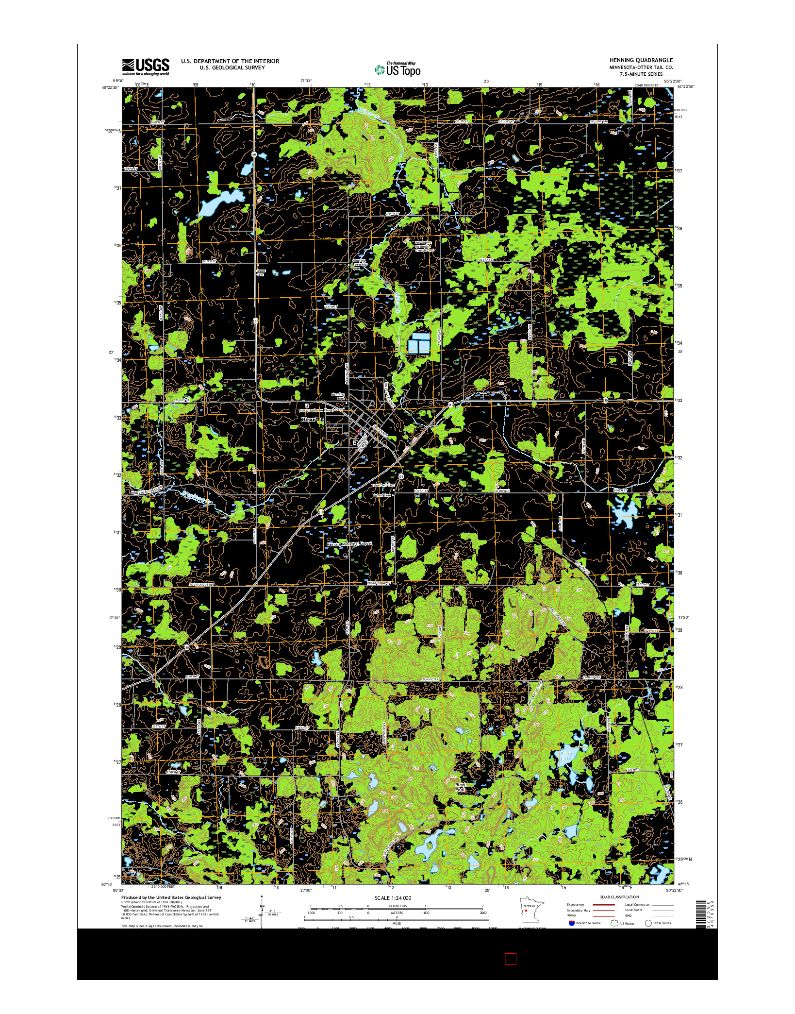 USGS US TOPO 7.5-MINUTE MAP FOR HENNING, MN 2016