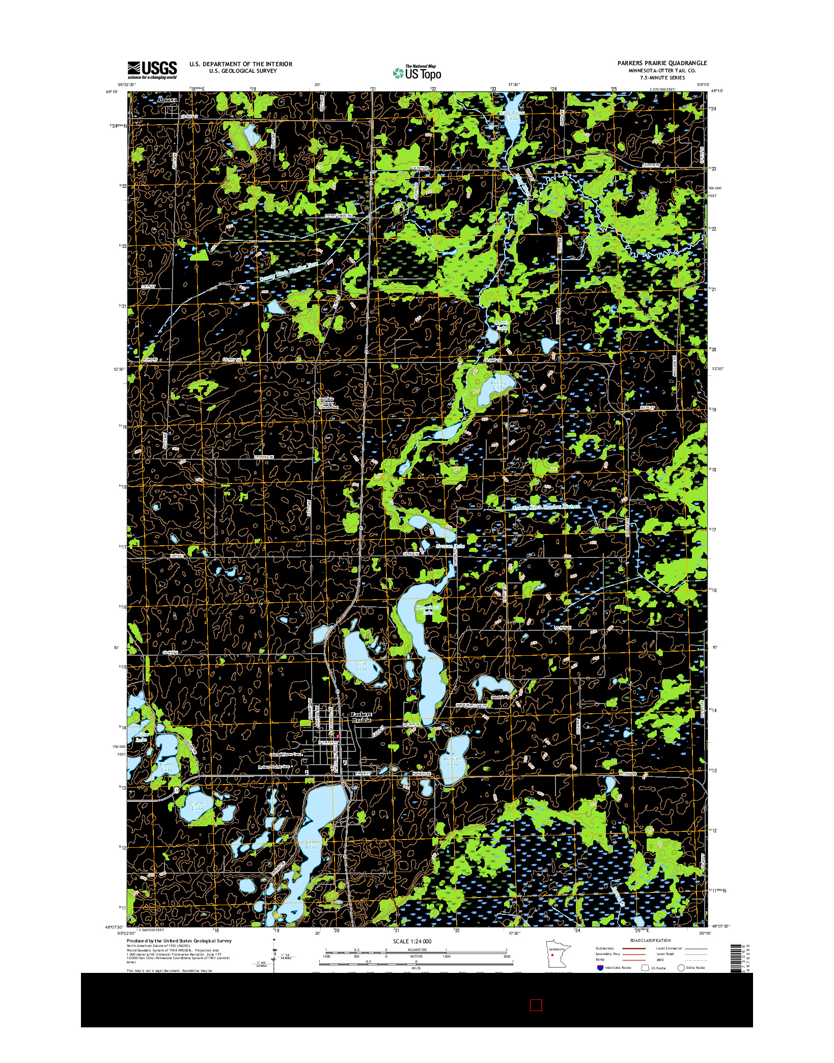 USGS US TOPO 7.5-MINUTE MAP FOR PARKERS PRAIRIE, MN 2016