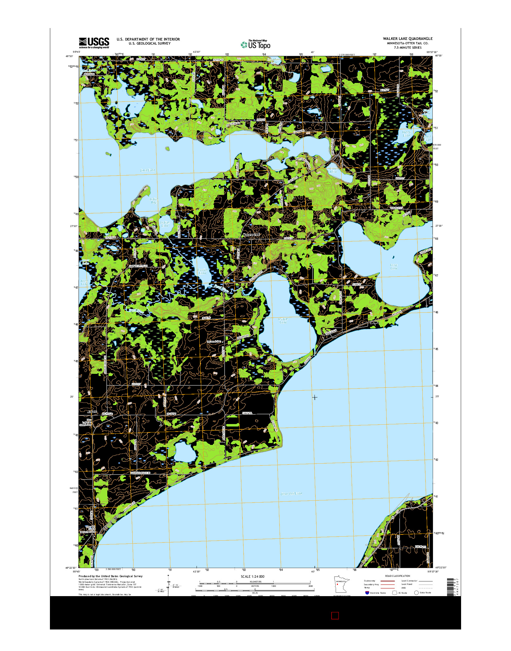 USGS US TOPO 7.5-MINUTE MAP FOR WALKER LAKE, MN 2016