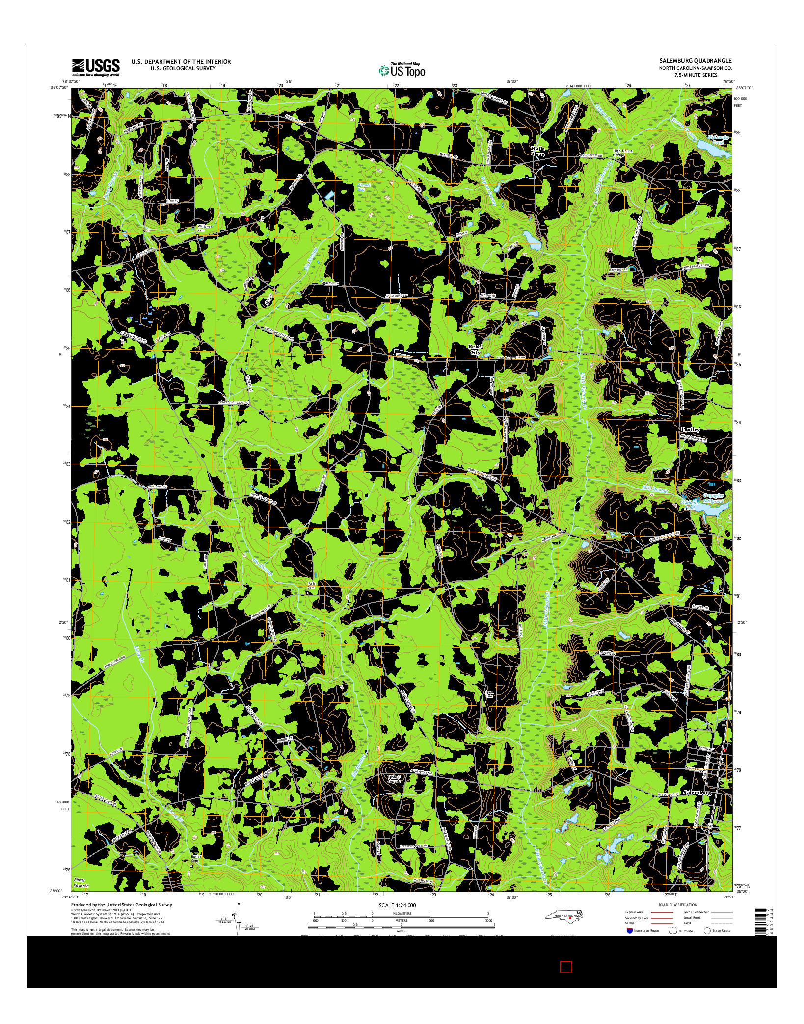 USGS US TOPO 7.5-MINUTE MAP FOR SALEMBURG, NC 2016