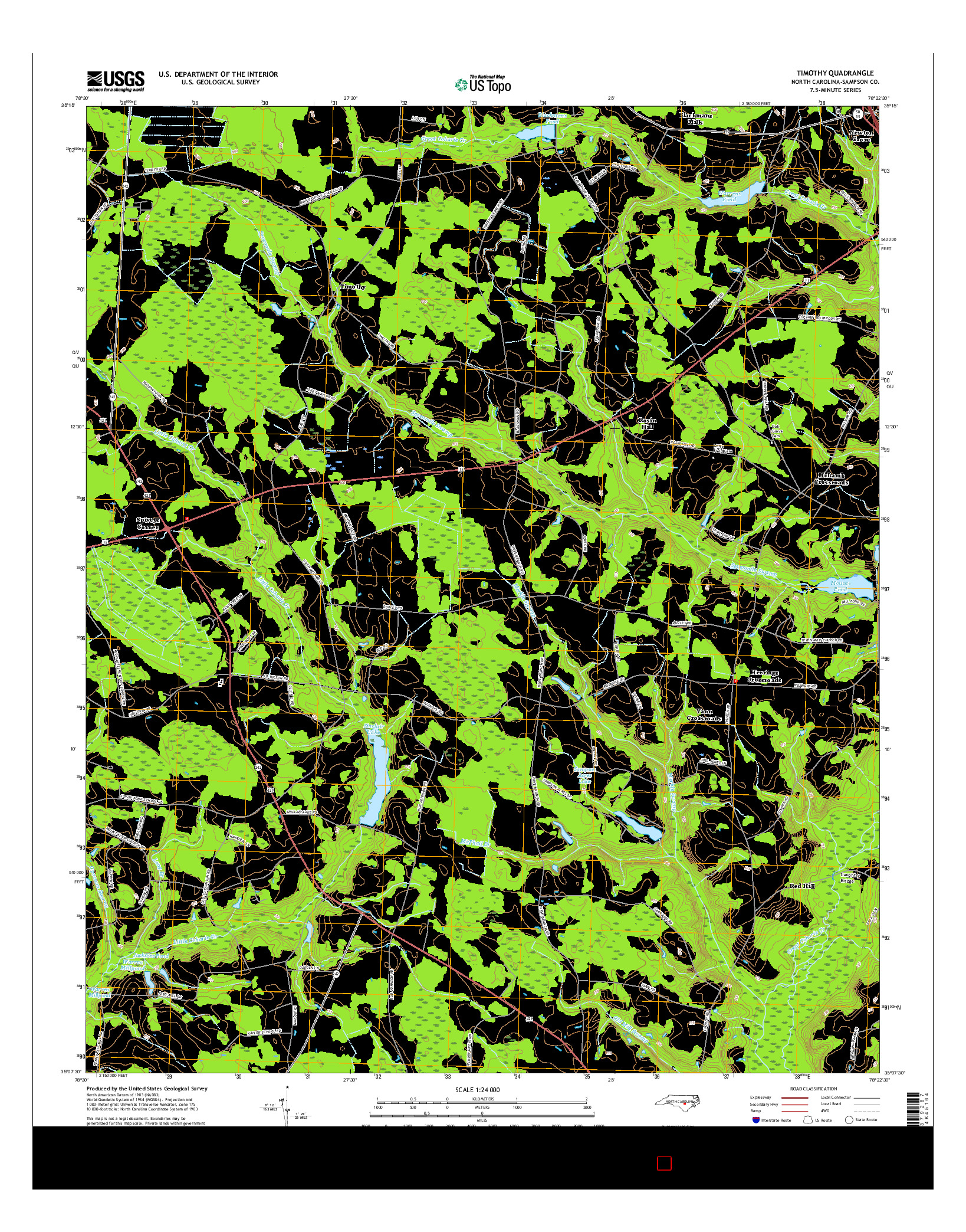 USGS US TOPO 7.5-MINUTE MAP FOR TIMOTHY, NC 2016