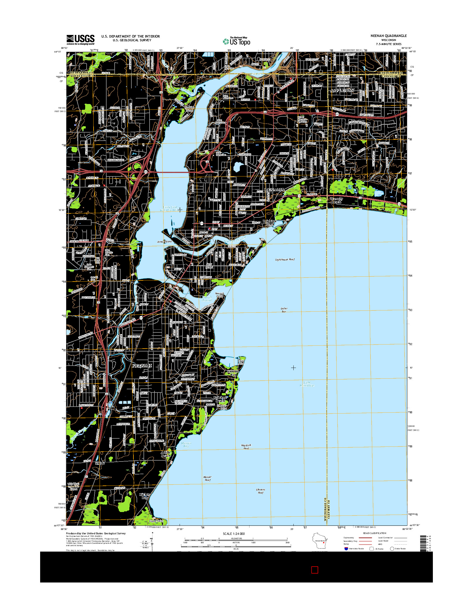 USGS US TOPO 7.5-MINUTE MAP FOR NEENAH, WI 2016