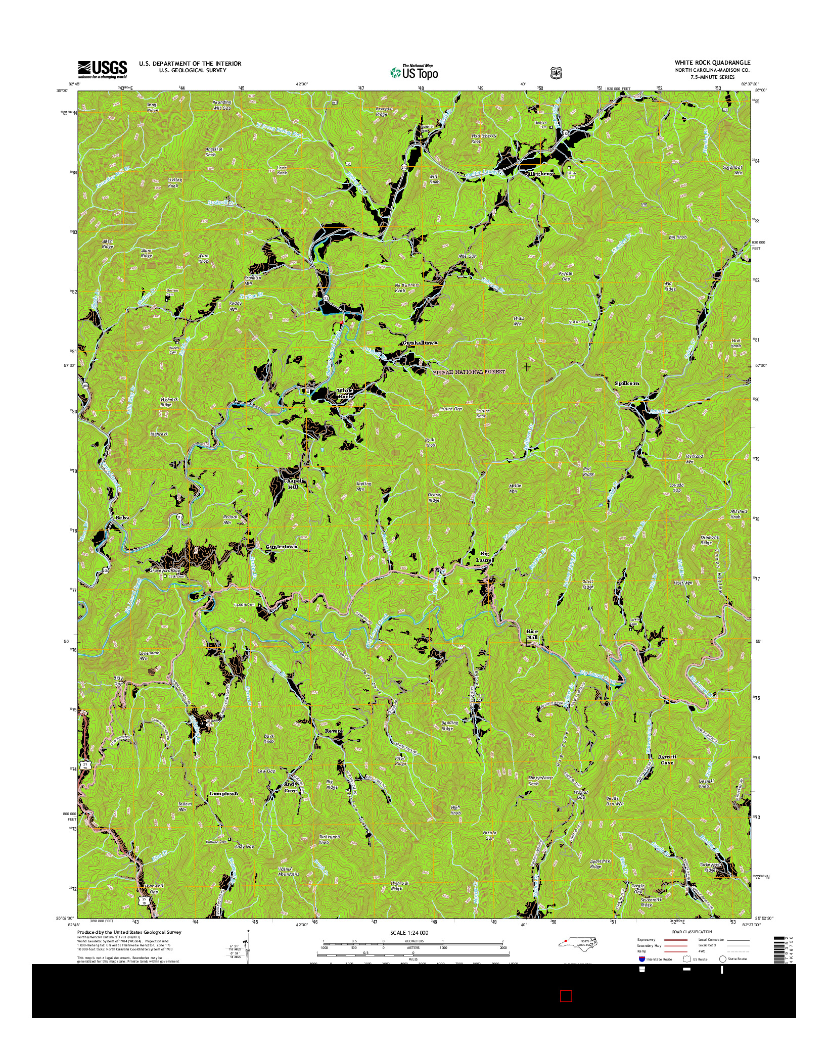 USGS US TOPO 7.5-MINUTE MAP FOR WHITE ROCK, NC 2016