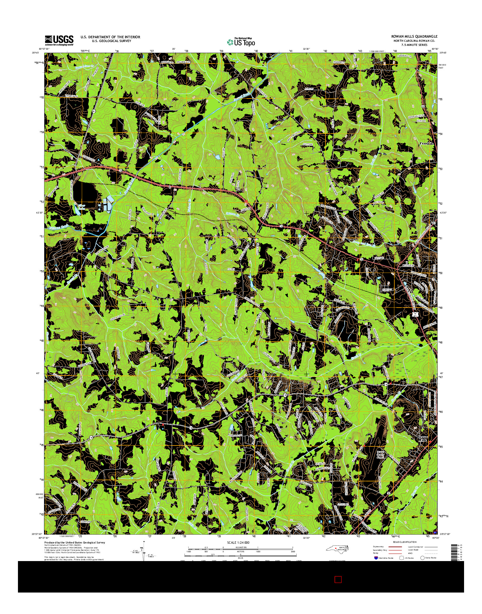 USGS US TOPO 7.5-MINUTE MAP FOR ROWAN MILLS, NC 2016