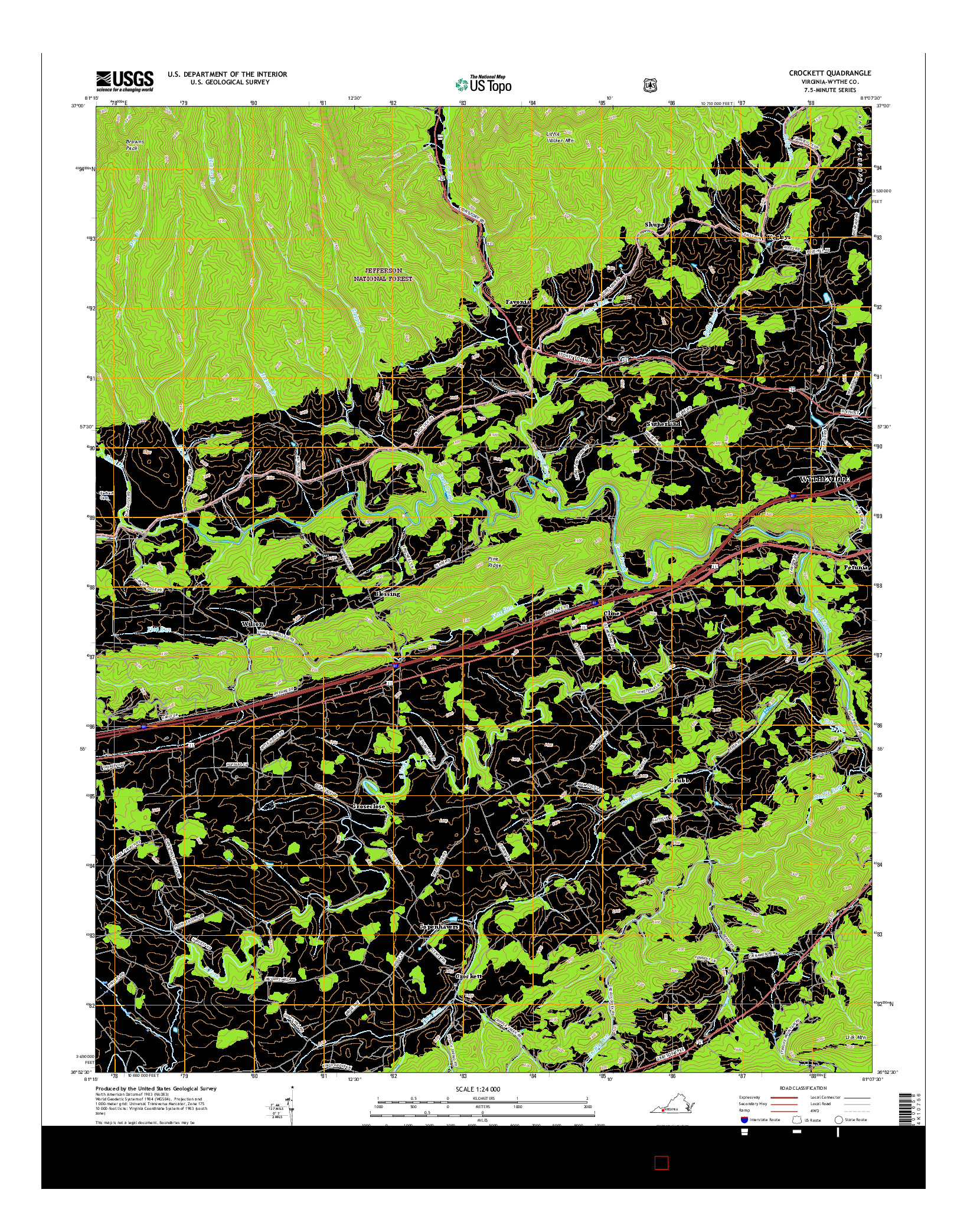 USGS US TOPO 7.5-MINUTE MAP FOR CROCKETT, VA 2016