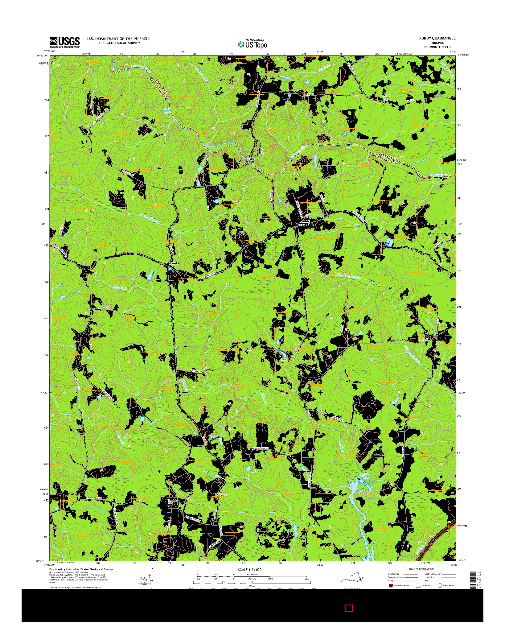 USGS US TOPO 7.5-MINUTE MAP FOR PURDY, VA 2016