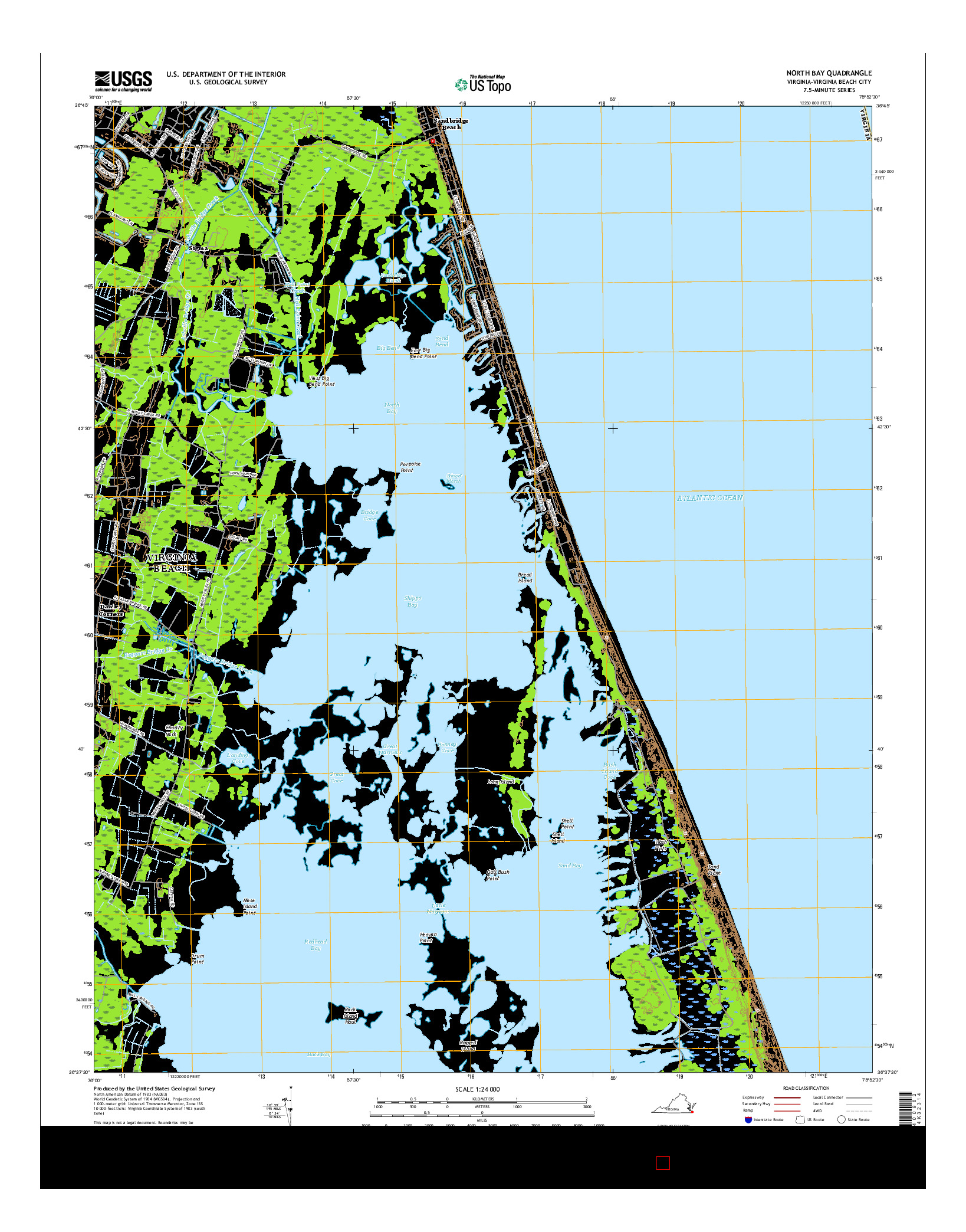 USGS US TOPO 7.5-MINUTE MAP FOR NORTH BAY, VA 2016