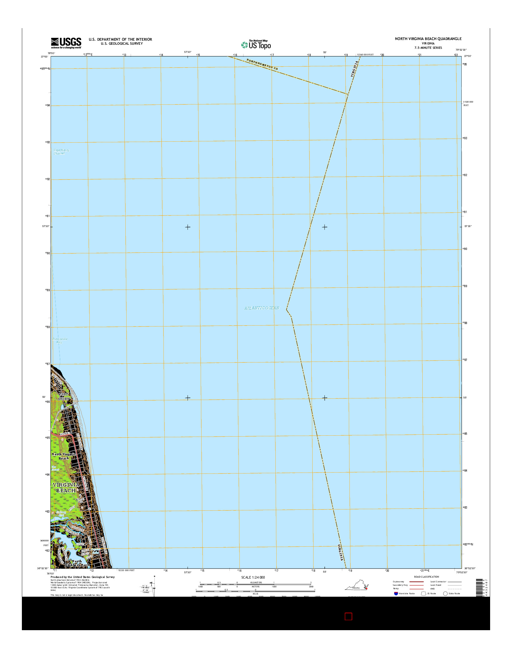 USGS US TOPO 7.5-MINUTE MAP FOR NORTH VIRGINIA BEACH, VA 2016